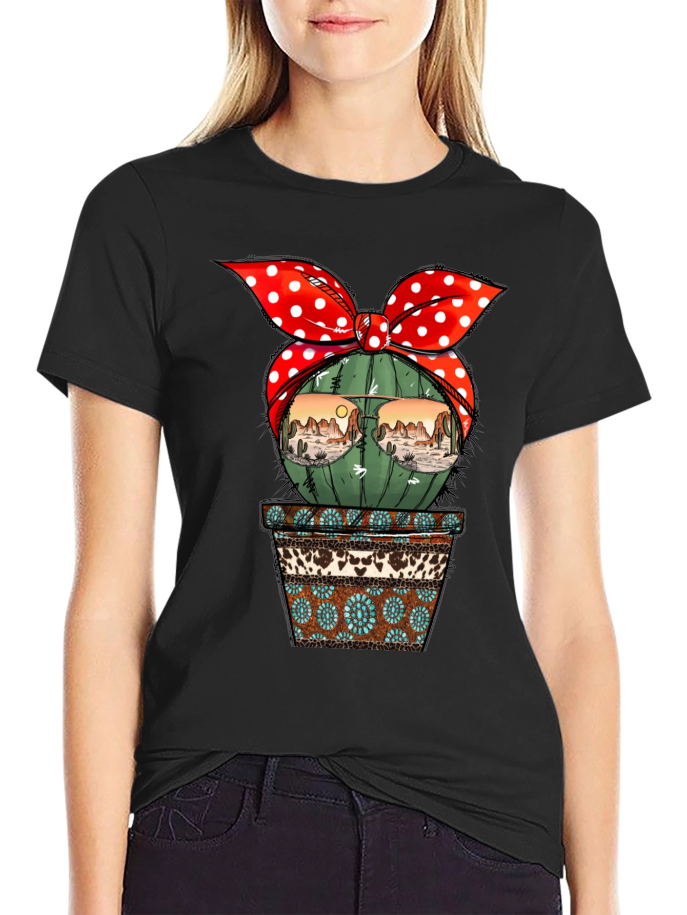 Cactus in Pot Graphic Tee - Western Style
