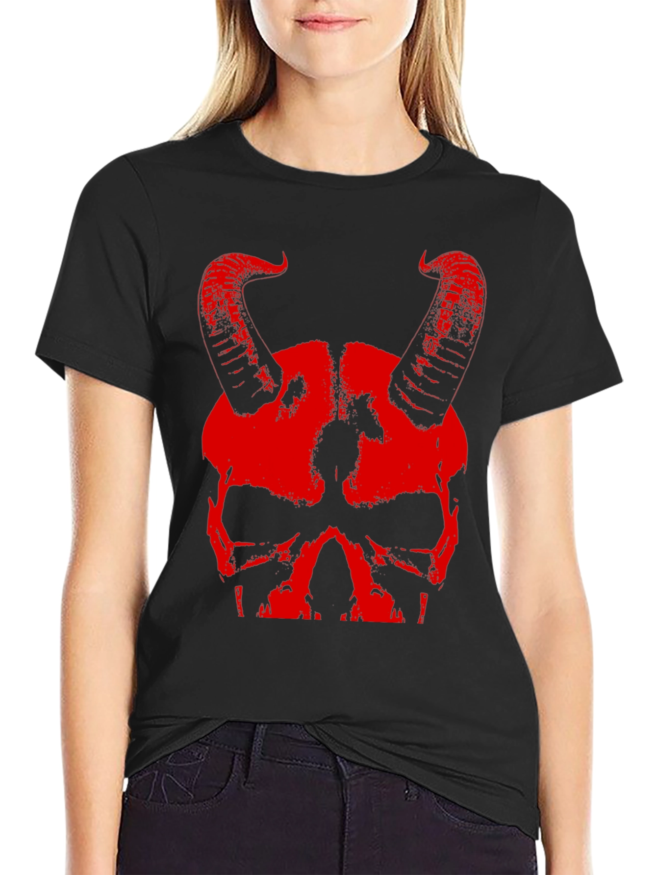 Skull & Horns Graphic T-Shirt - Devilish Design