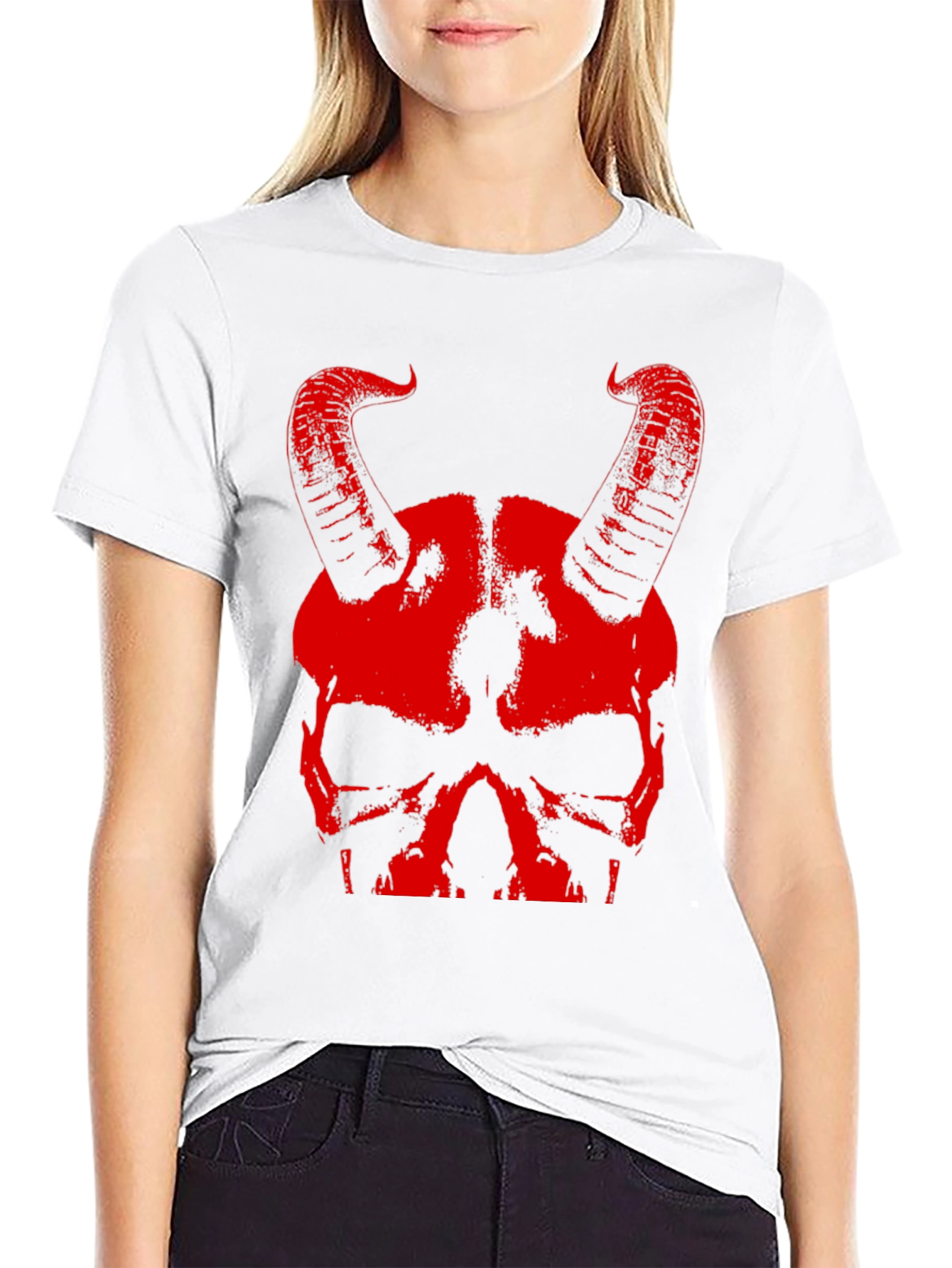 Skull & Horns Graphic T-Shirt - Devilish Design