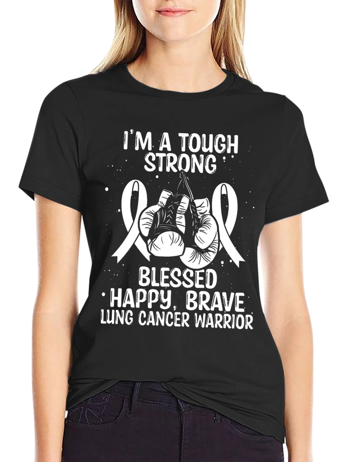 Tough Strong Lung Cancer Warrior Boxing Glove T-Shirt