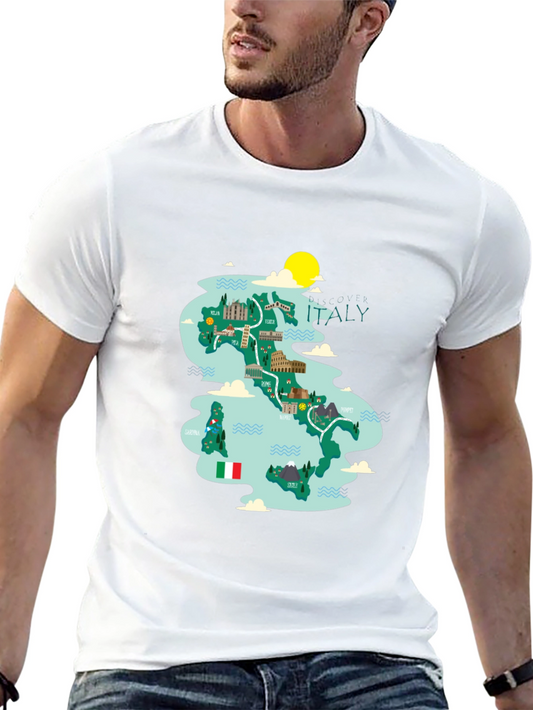 Italy Map Graphic Tee - Travel Souvenir