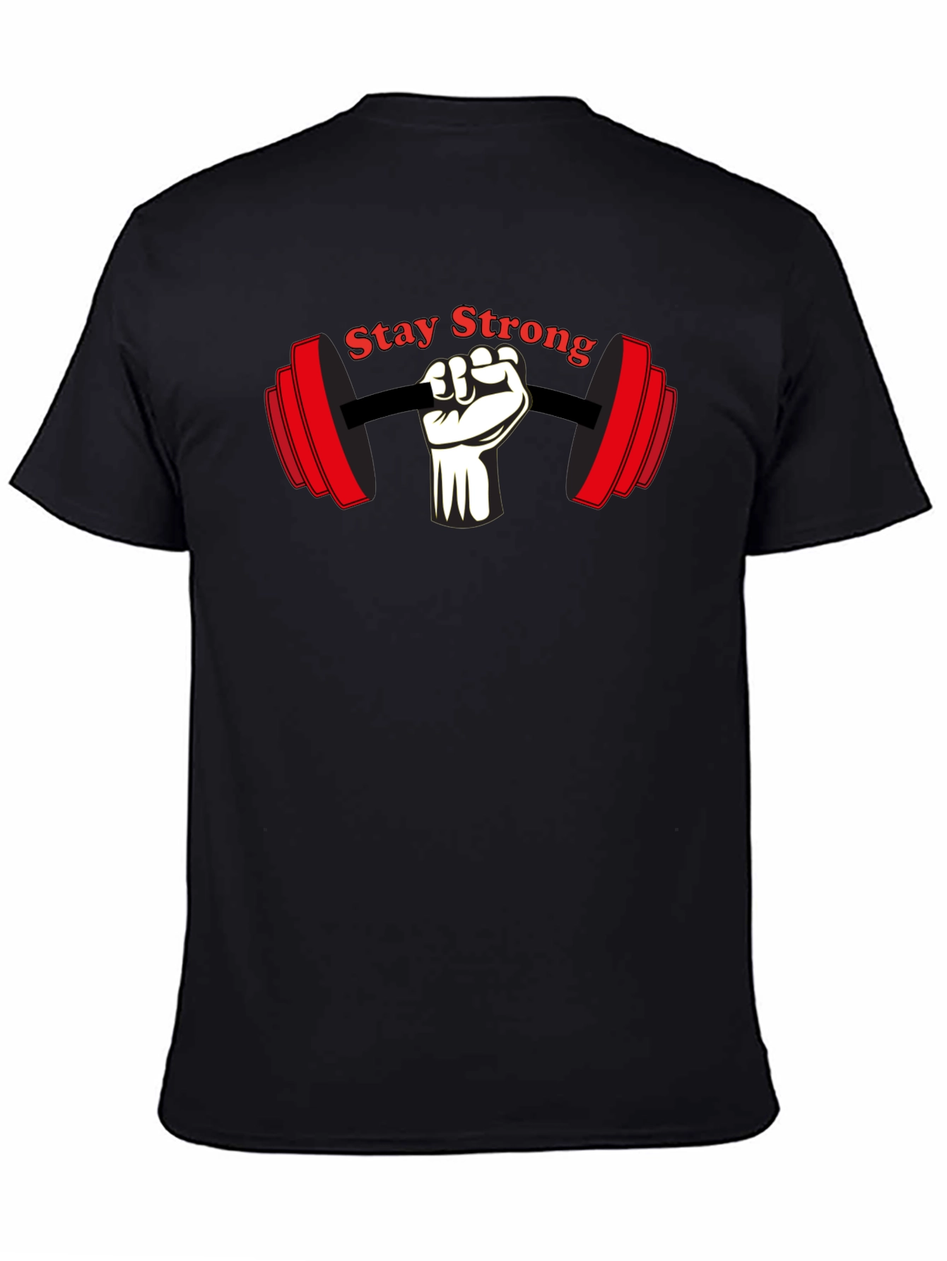 Stay Strong Gym T-Shirt Black Cotton Short Sleeve