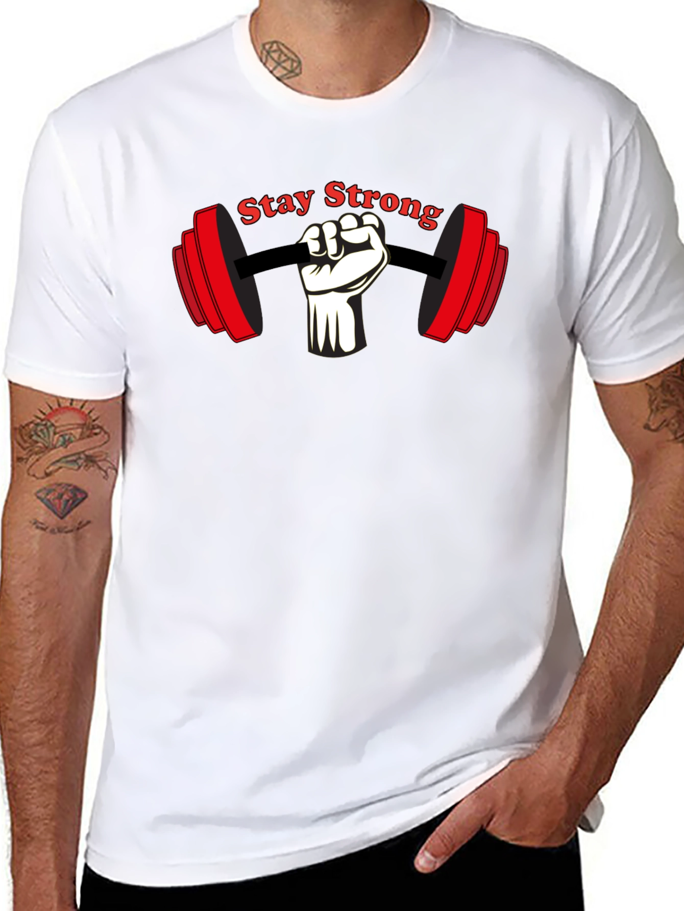 Stay Strong Gym T-Shirt Black Cotton Short Sleeve