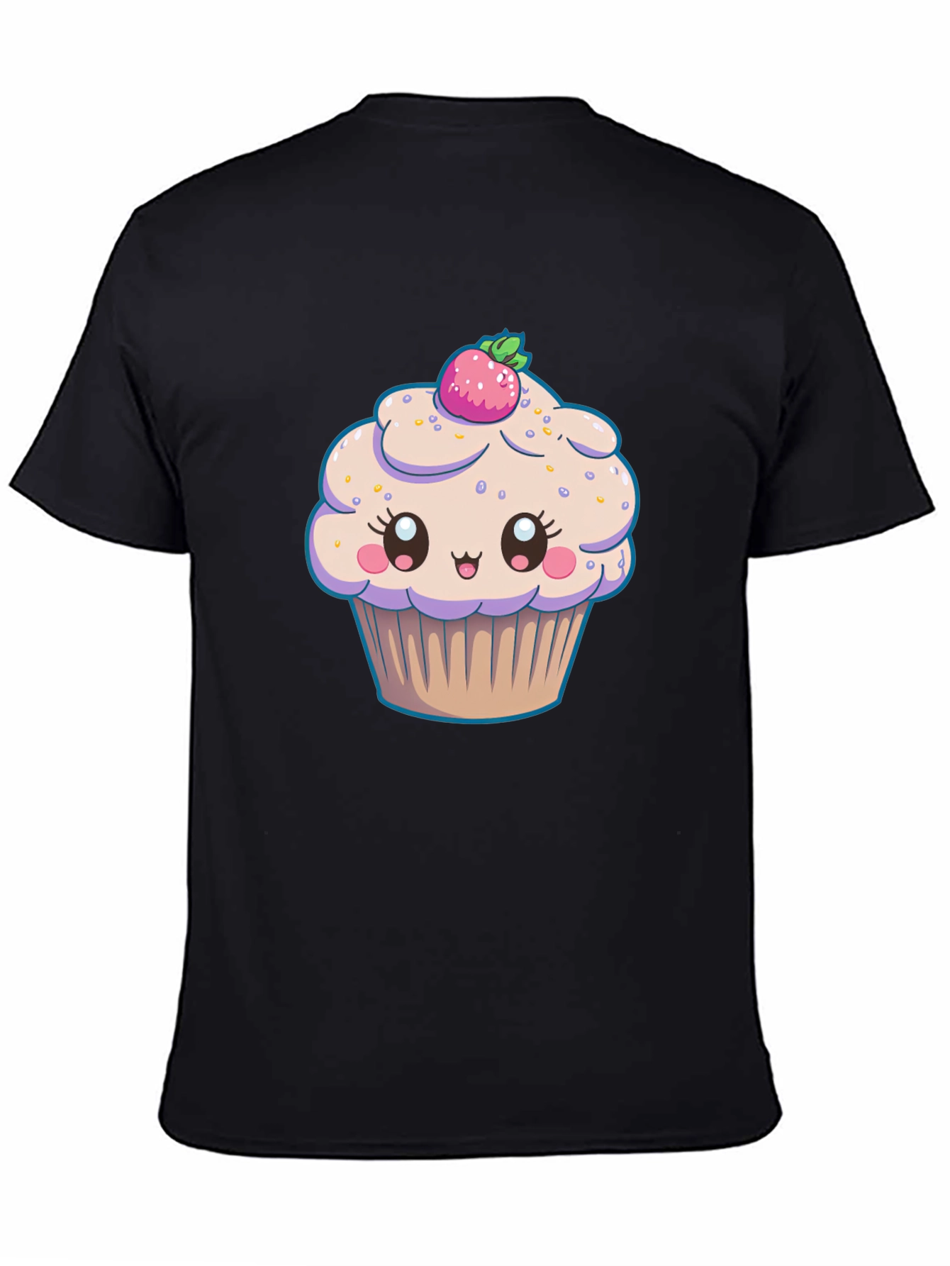 Cute Cupcake Graphic Black T-Shirt
