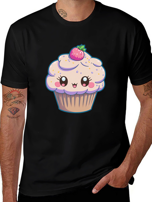 Cute Cupcake Graphic Black T-Shirt