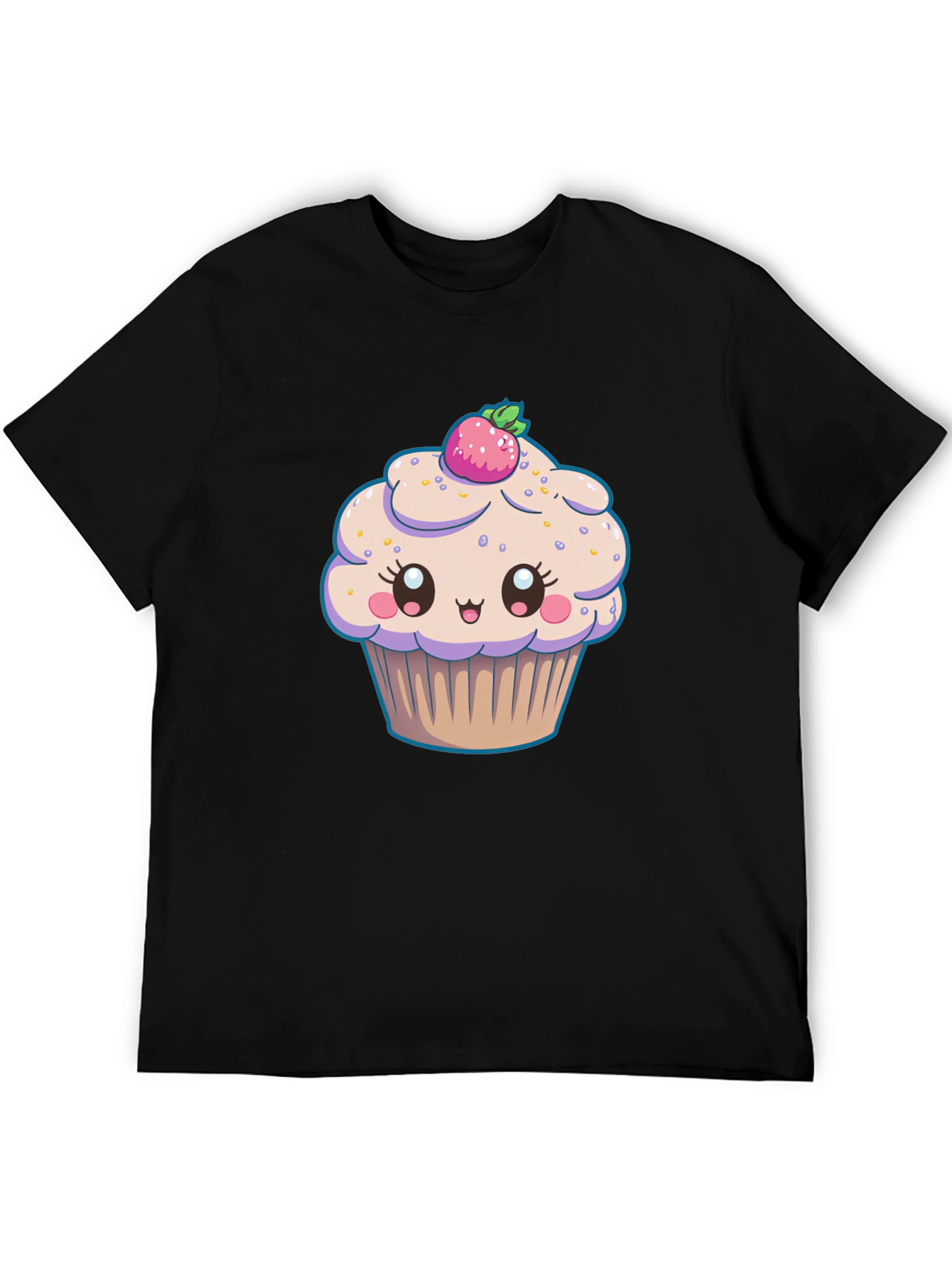 Cute Cupcake Graphic Black T-Shirt