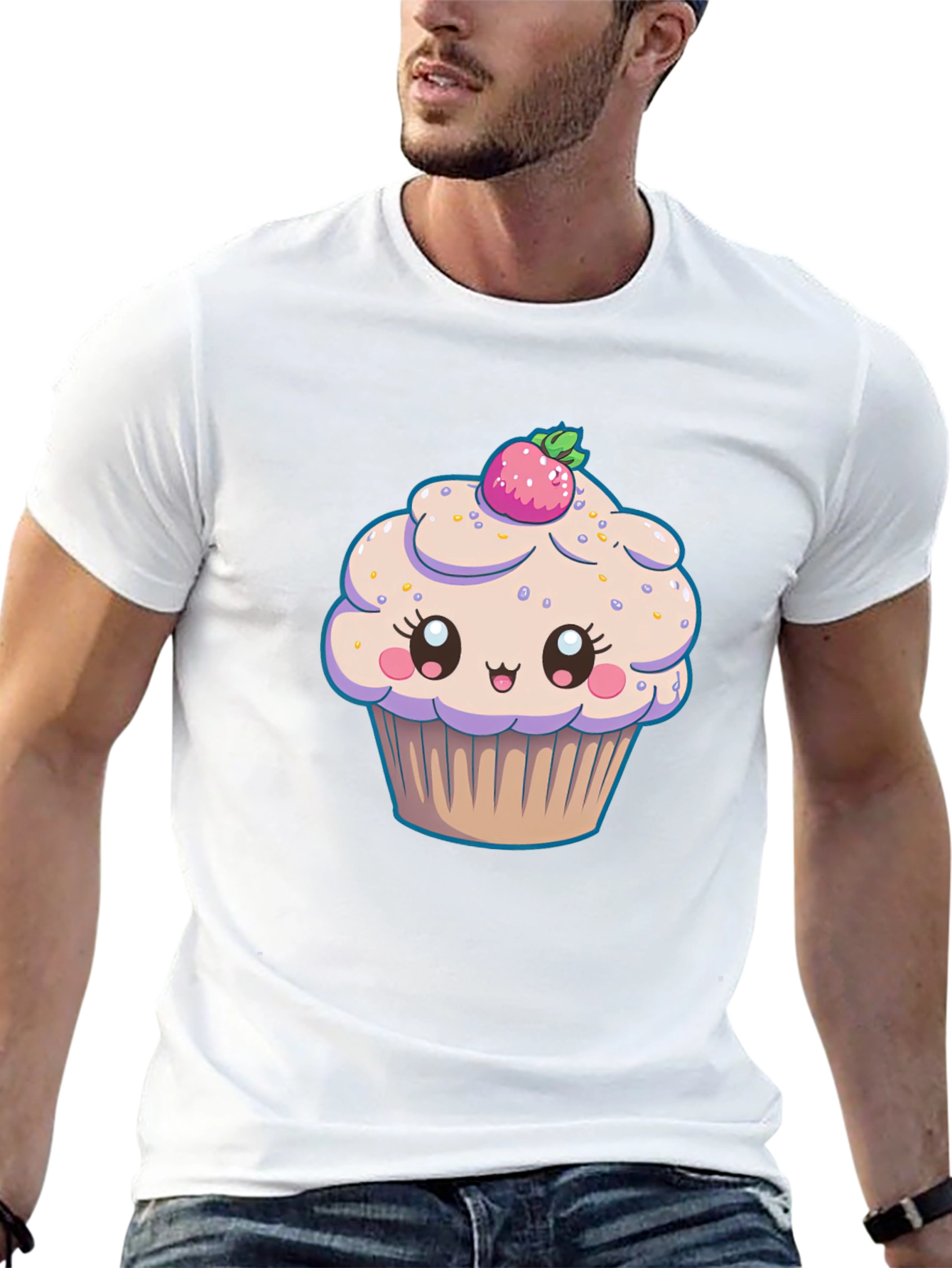 Cute Cupcake Graphic Black T-Shirt
