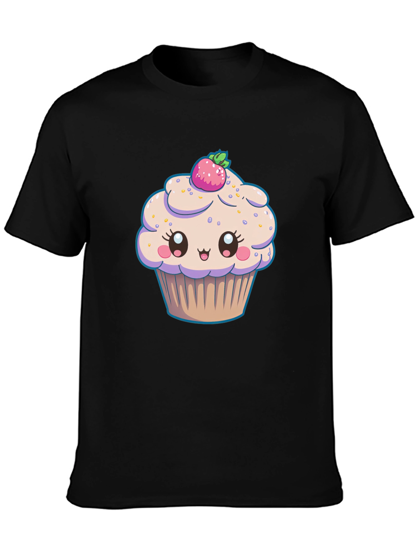 Cute Cupcake Graphic Black T-Shirt