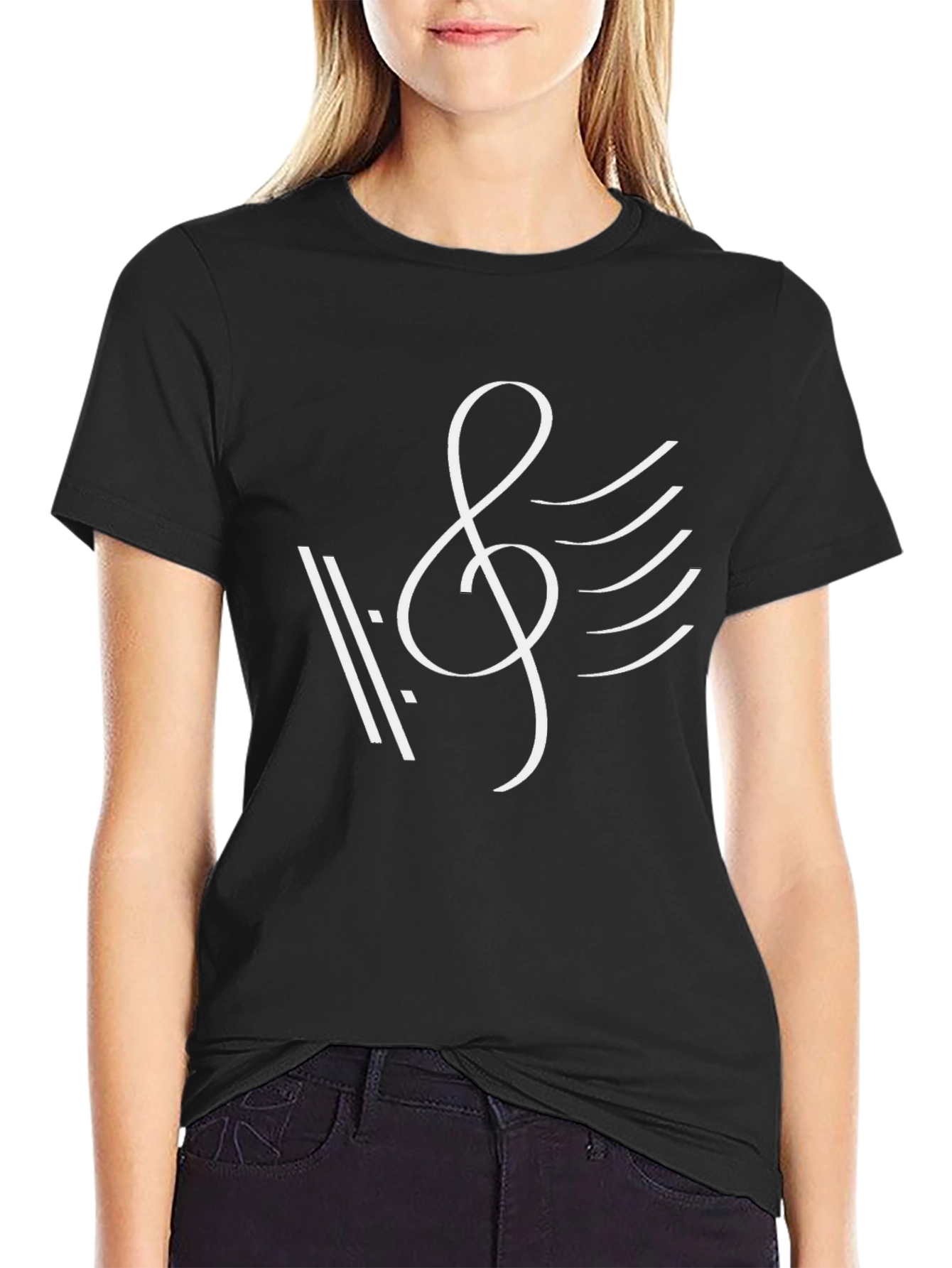 Musical Treble Clef Graphic T-Shirt - Black