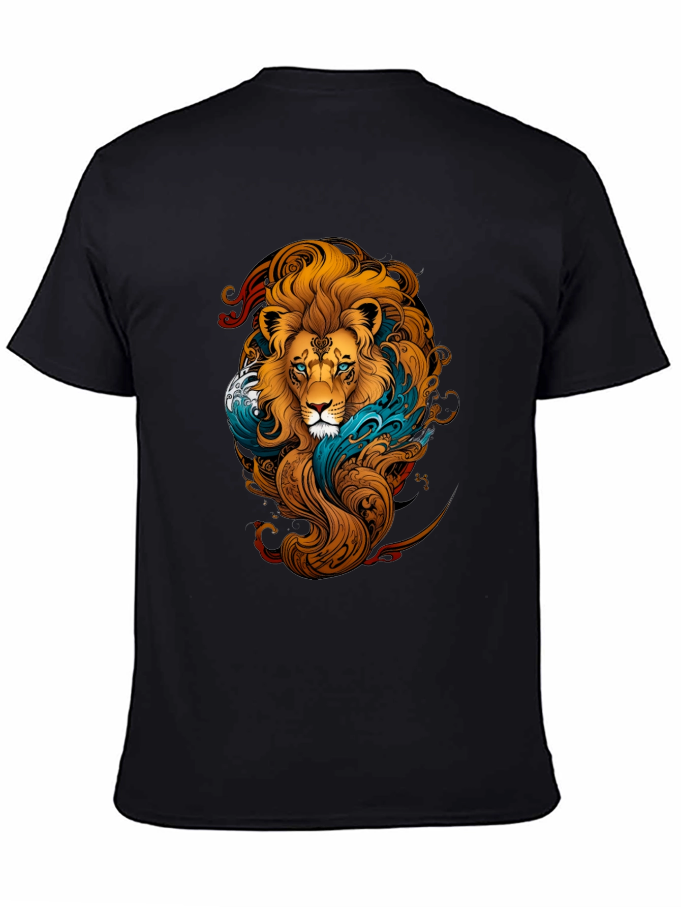 Lion Graphic Print Black T-Shirt