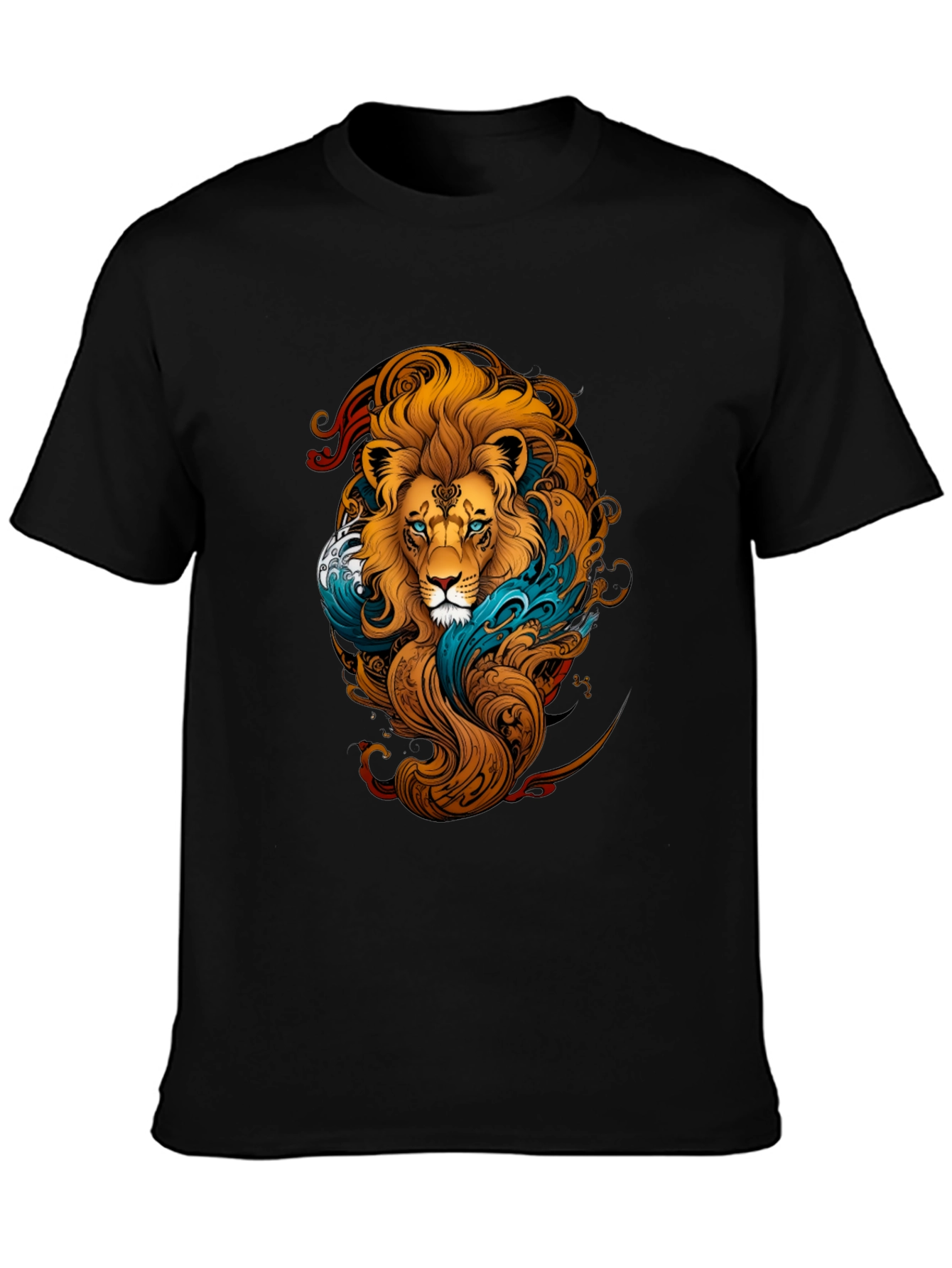 Lion Graphic Print Black T-Shirt