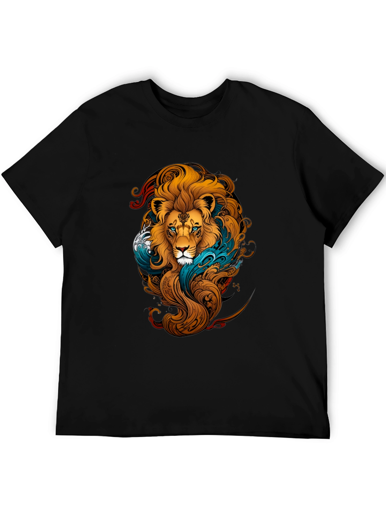 Lion Graphic Print Black T-Shirt
