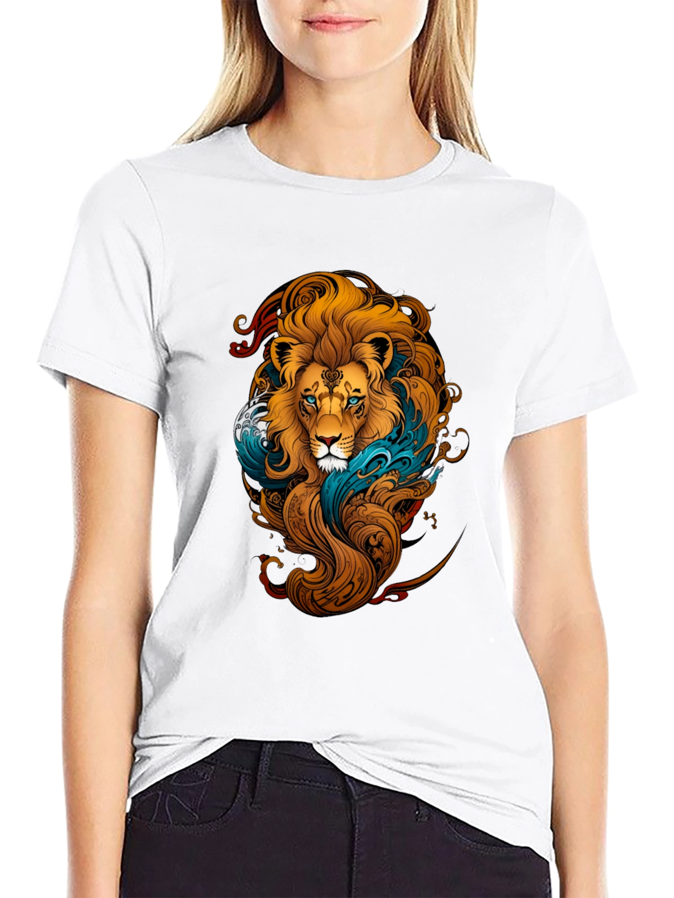 Lion Graphic Print Black T-Shirt