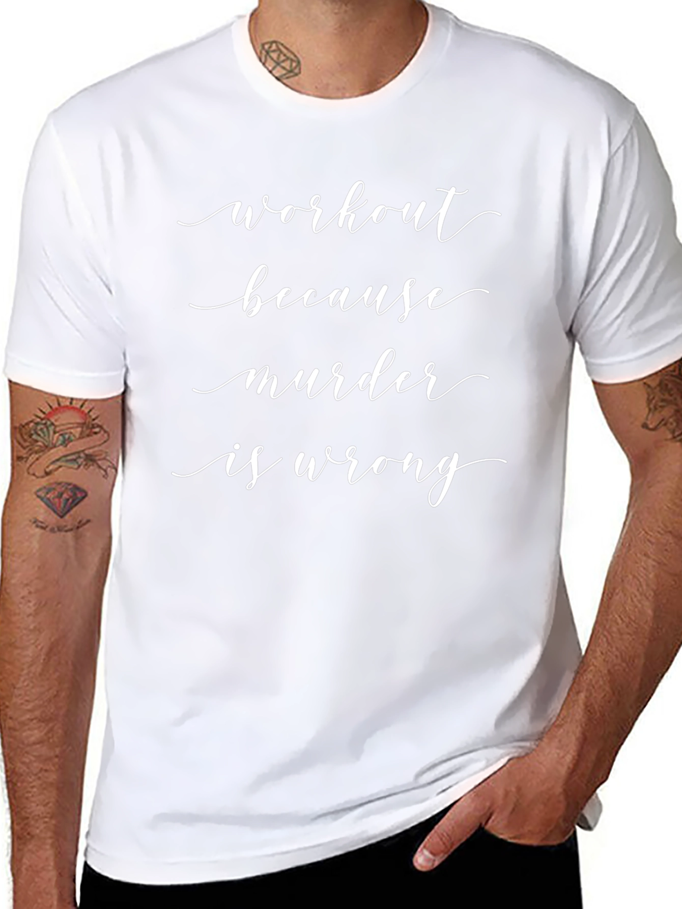 Workout Because Murder Is Wrong Black T-Shirt