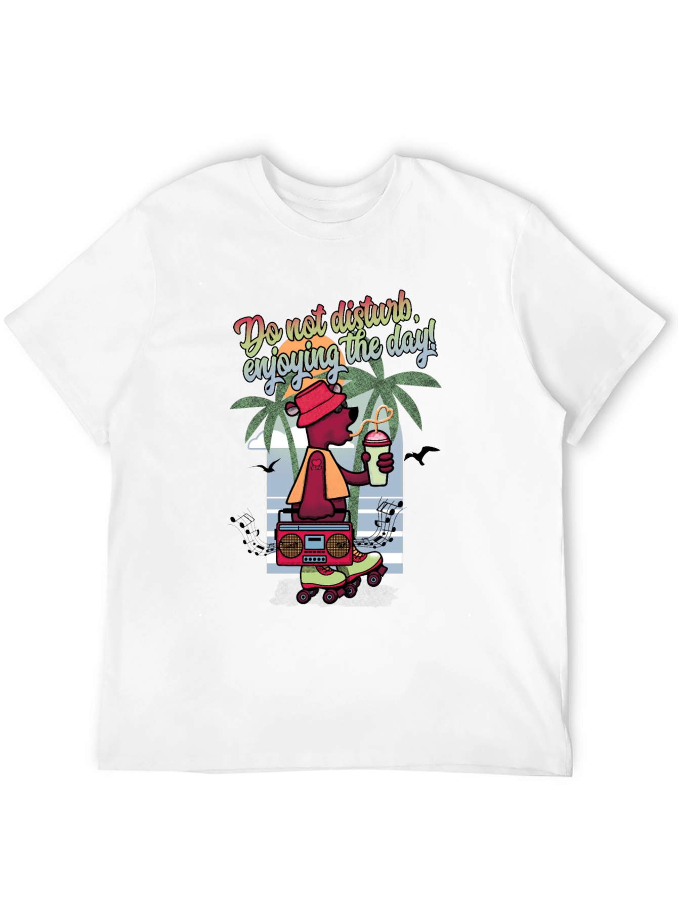 Cool Bear Graphic T-Shirt - Roller Skates and Boombox