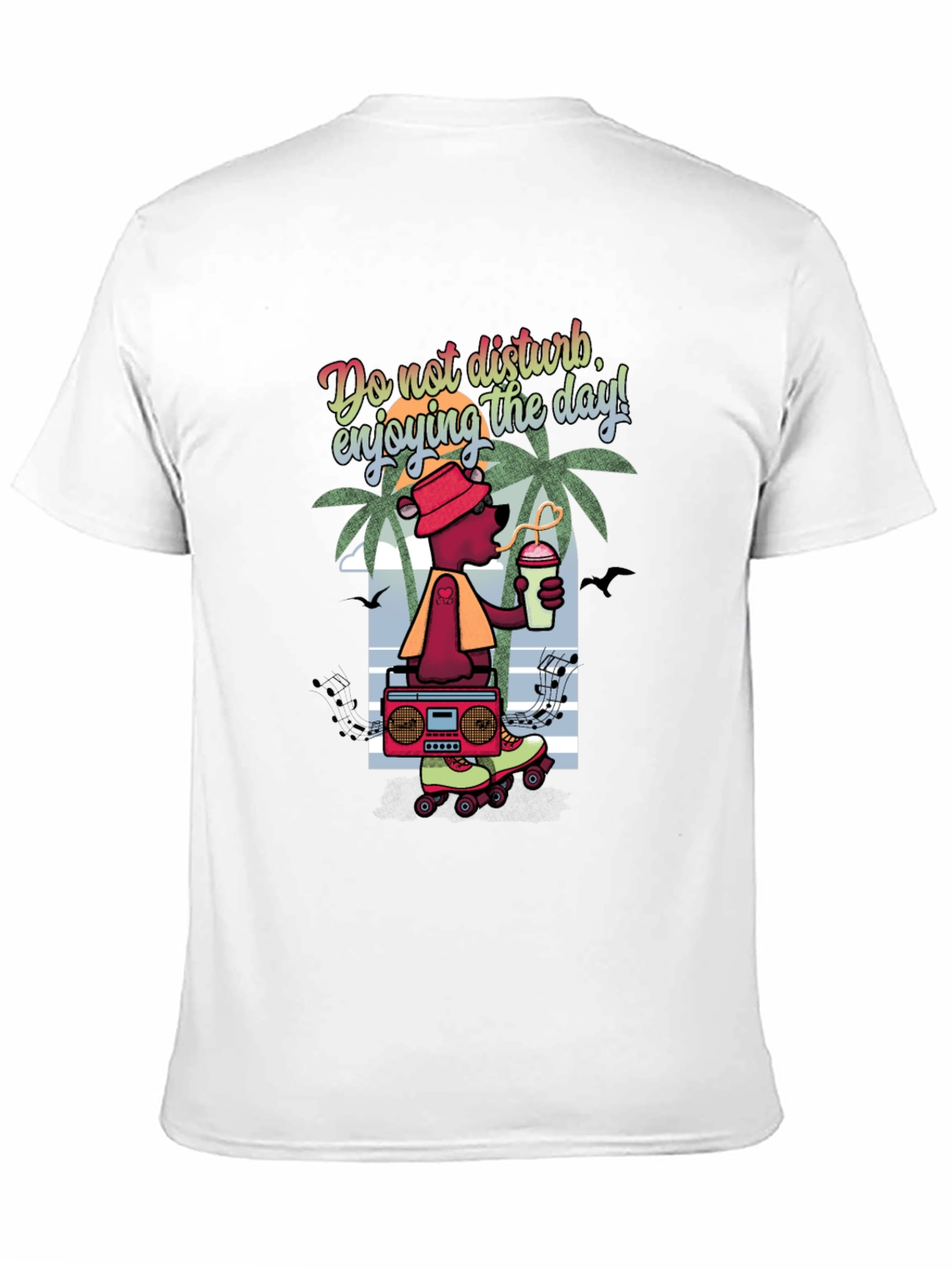 Cool Bear Graphic T-Shirt - Roller Skates and Boombox