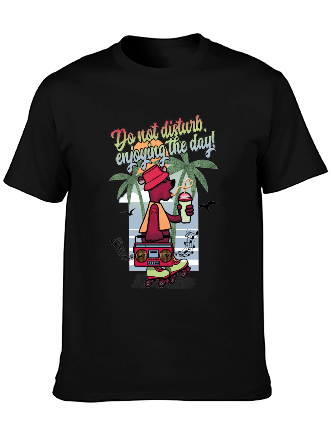Cool Bear Graphic T-Shirt - Roller Skates and Boombox