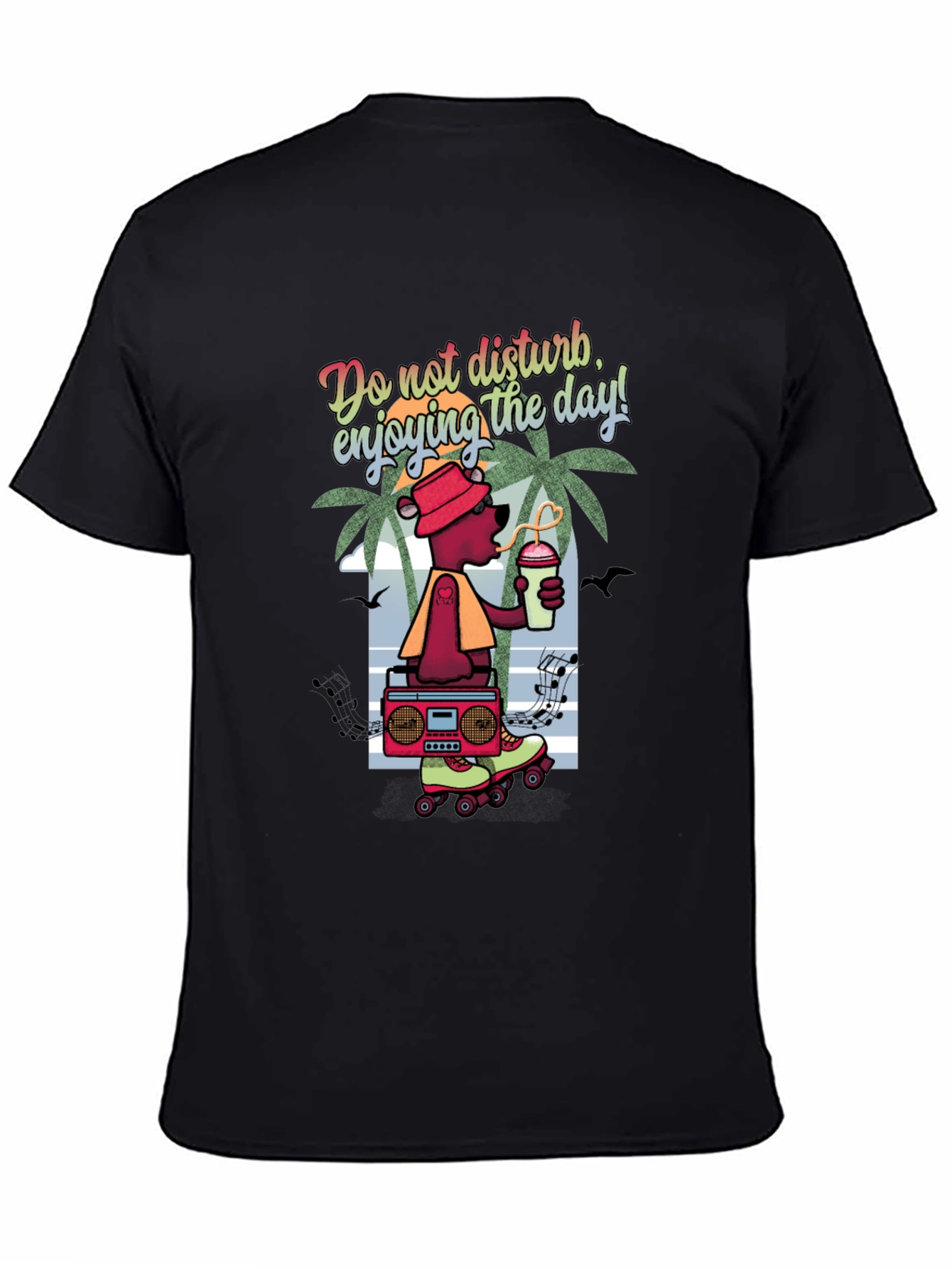 Cool Bear Graphic T-Shirt - Roller Skates and Boombox