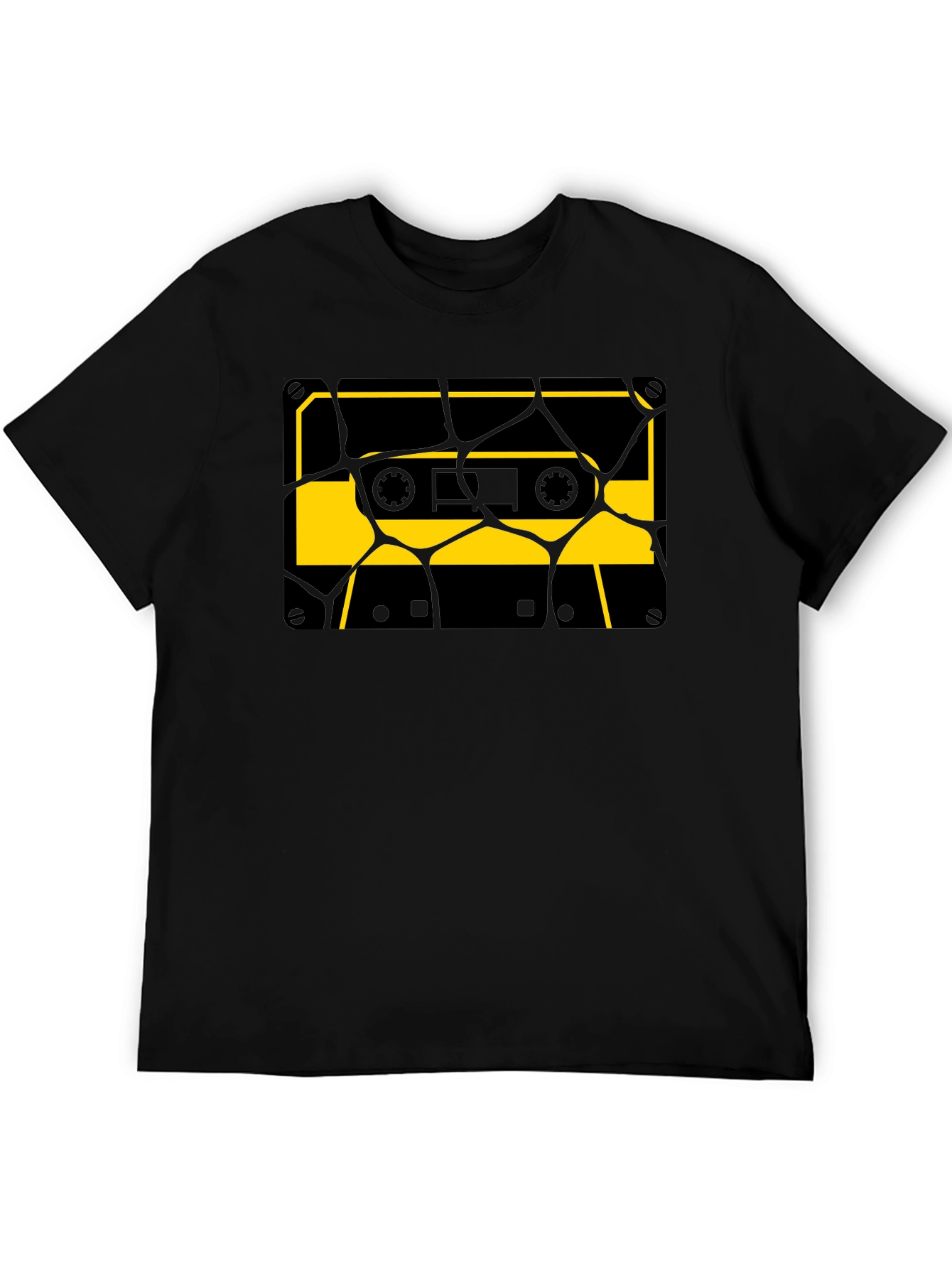 Retro Cassette Tape Graphic Tee - Stylish Black T-Shirt