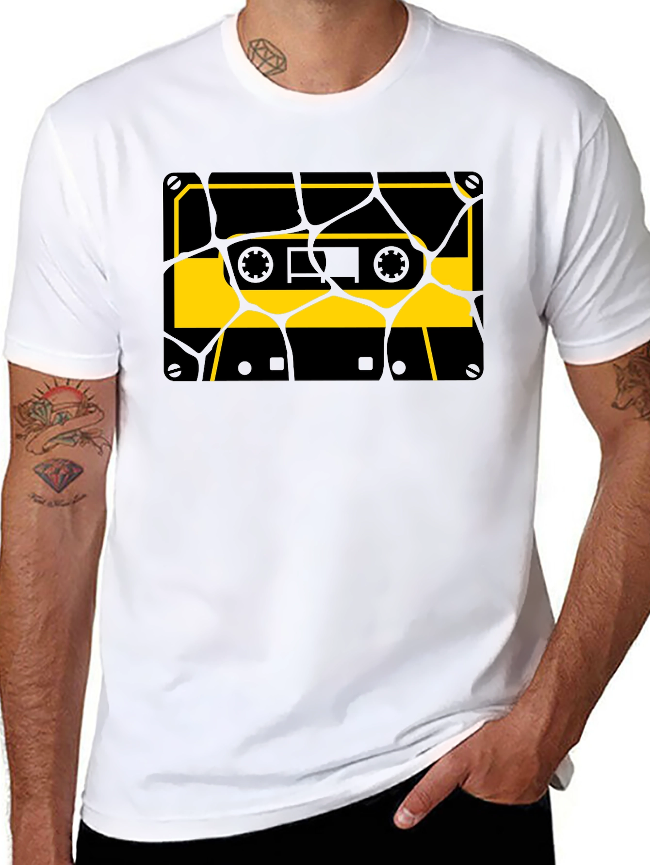 Retro Cassette Tape Graphic Tee - Stylish Black T-Shirt