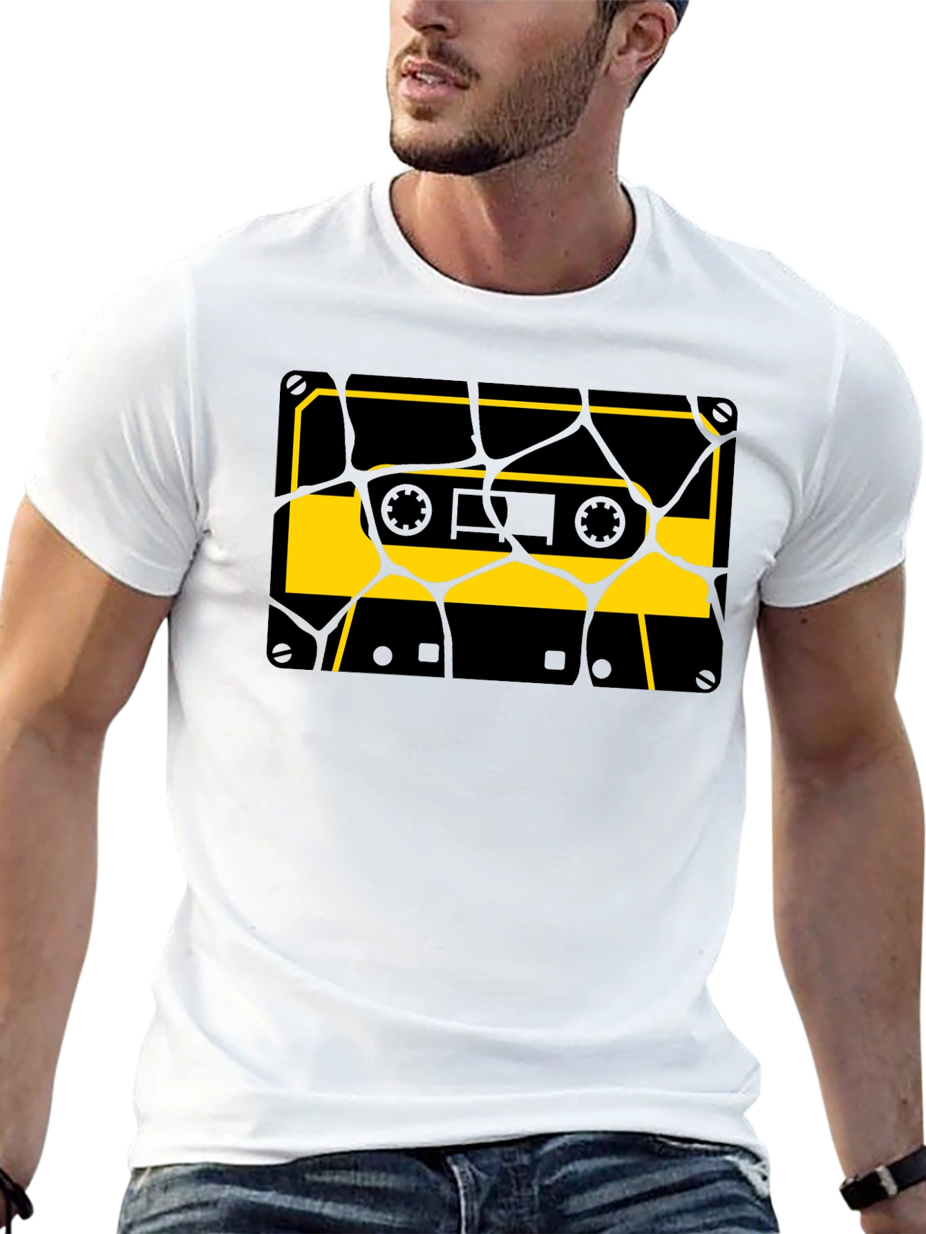 Retro Cassette Tape Graphic Tee - Stylish Black T-Shirt