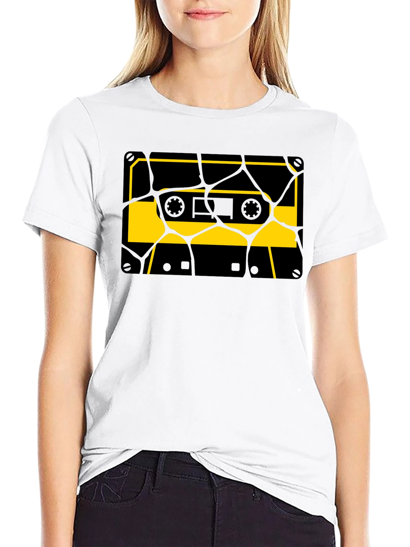 Retro Cassette Tape Graphic Tee - Stylish Black T-Shirt