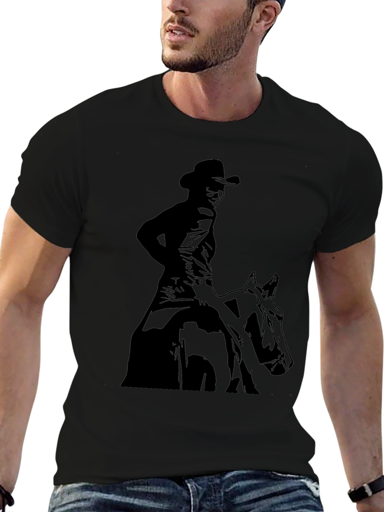 Cowboy Rider Graphic Black T-Shirt