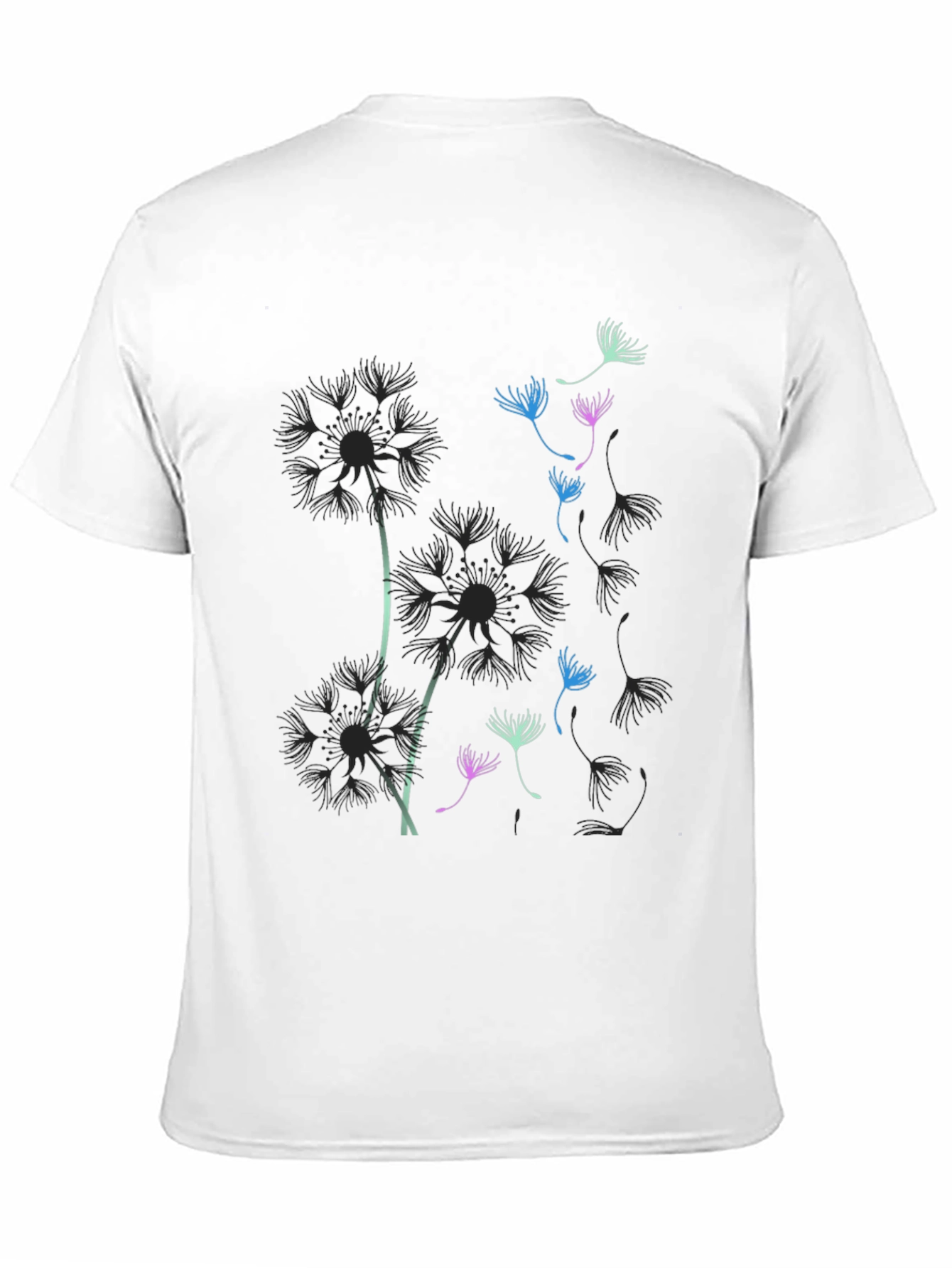 Dandelion Graphic Print Black T-Shirt