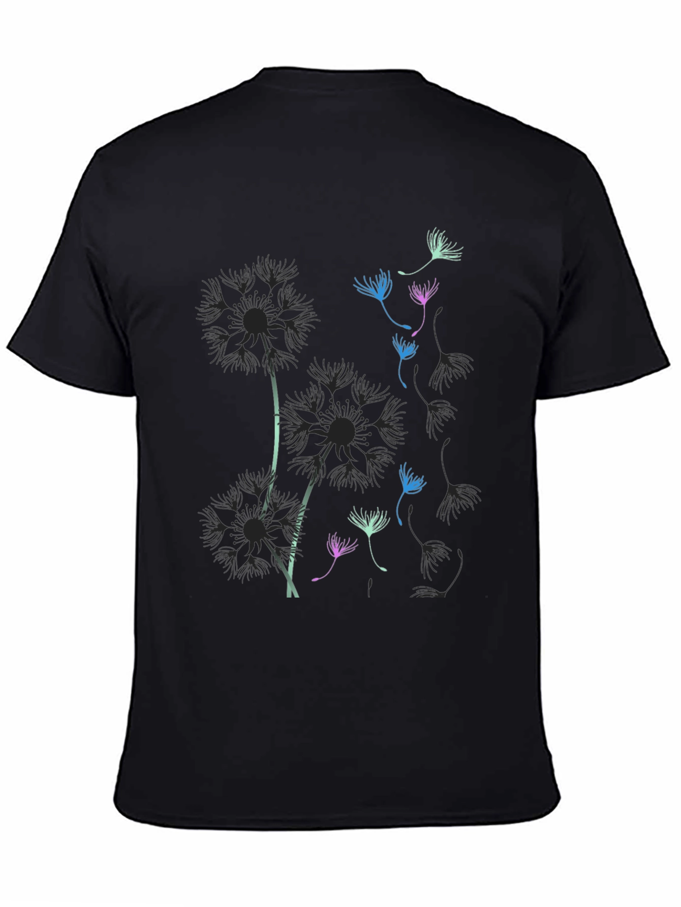 Dandelion Graphic Print Black T-Shirt
