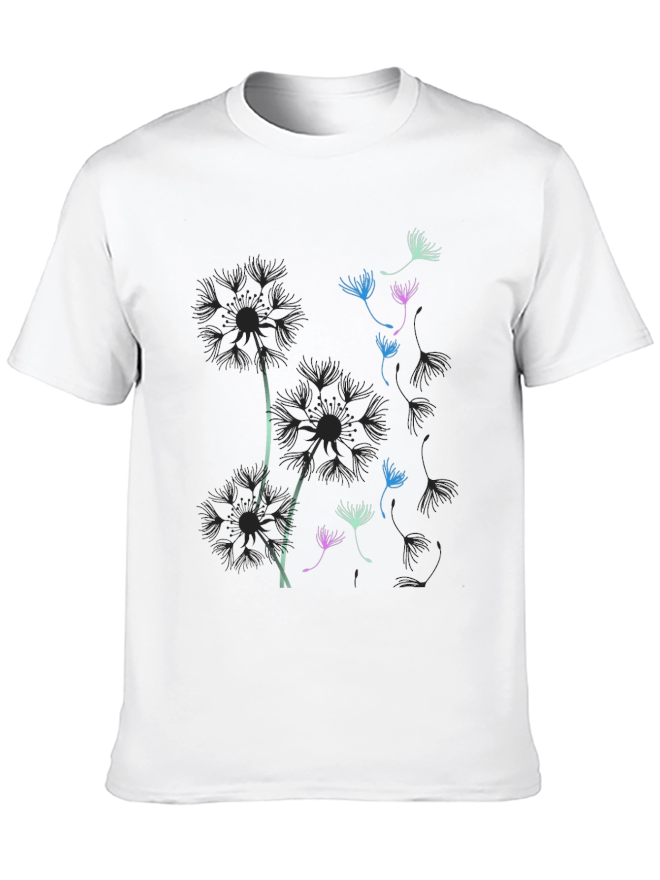 Dandelion Graphic Print Black T-Shirt