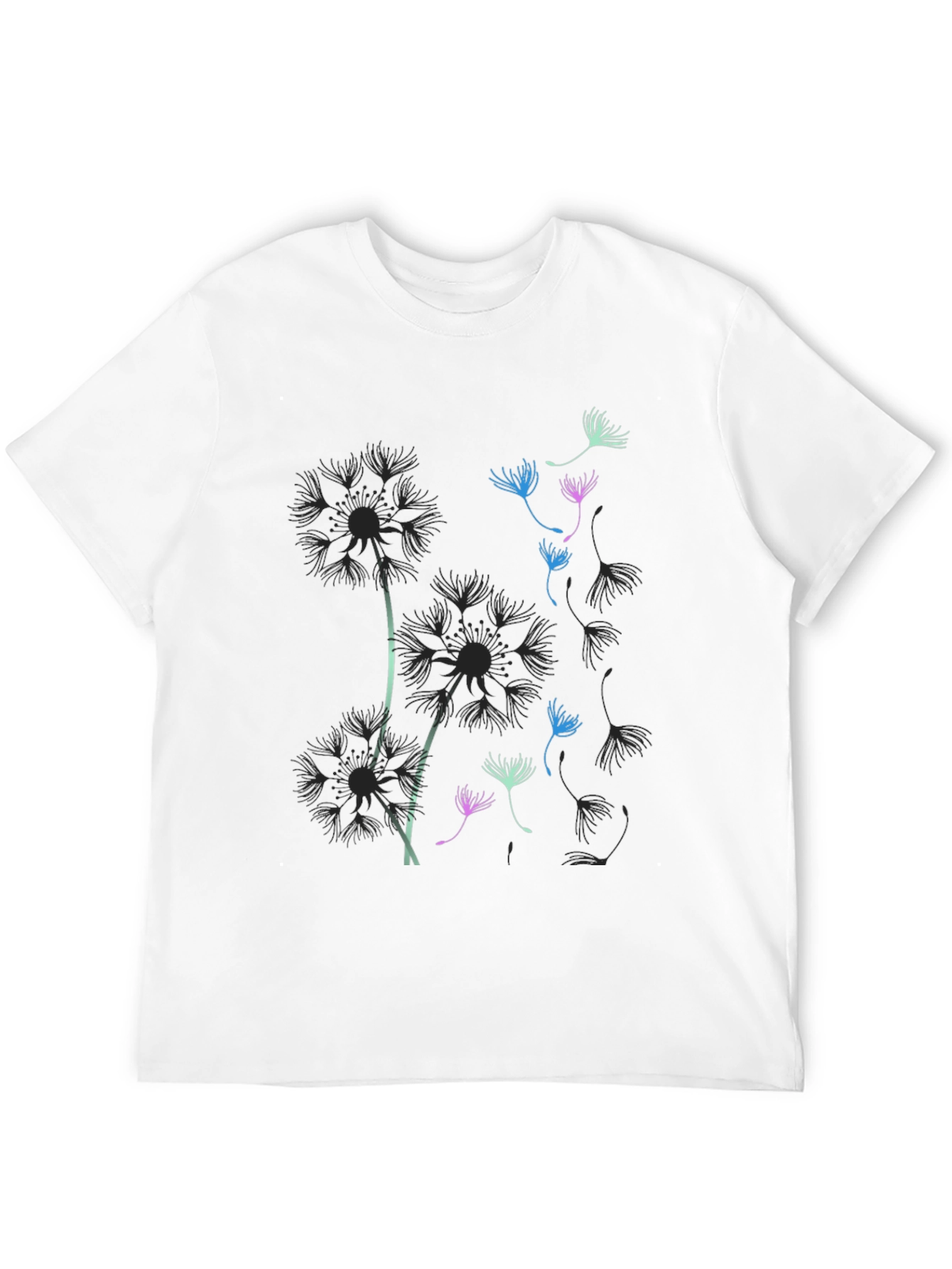 Dandelion Graphic Print Black T-Shirt