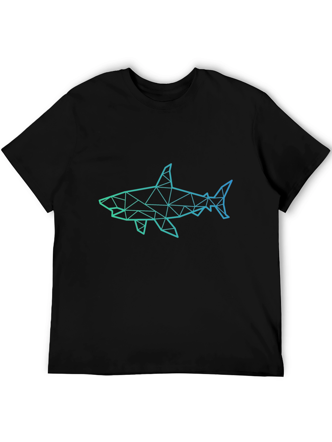 Geometric Shark Graphic Print Black T-Shirt