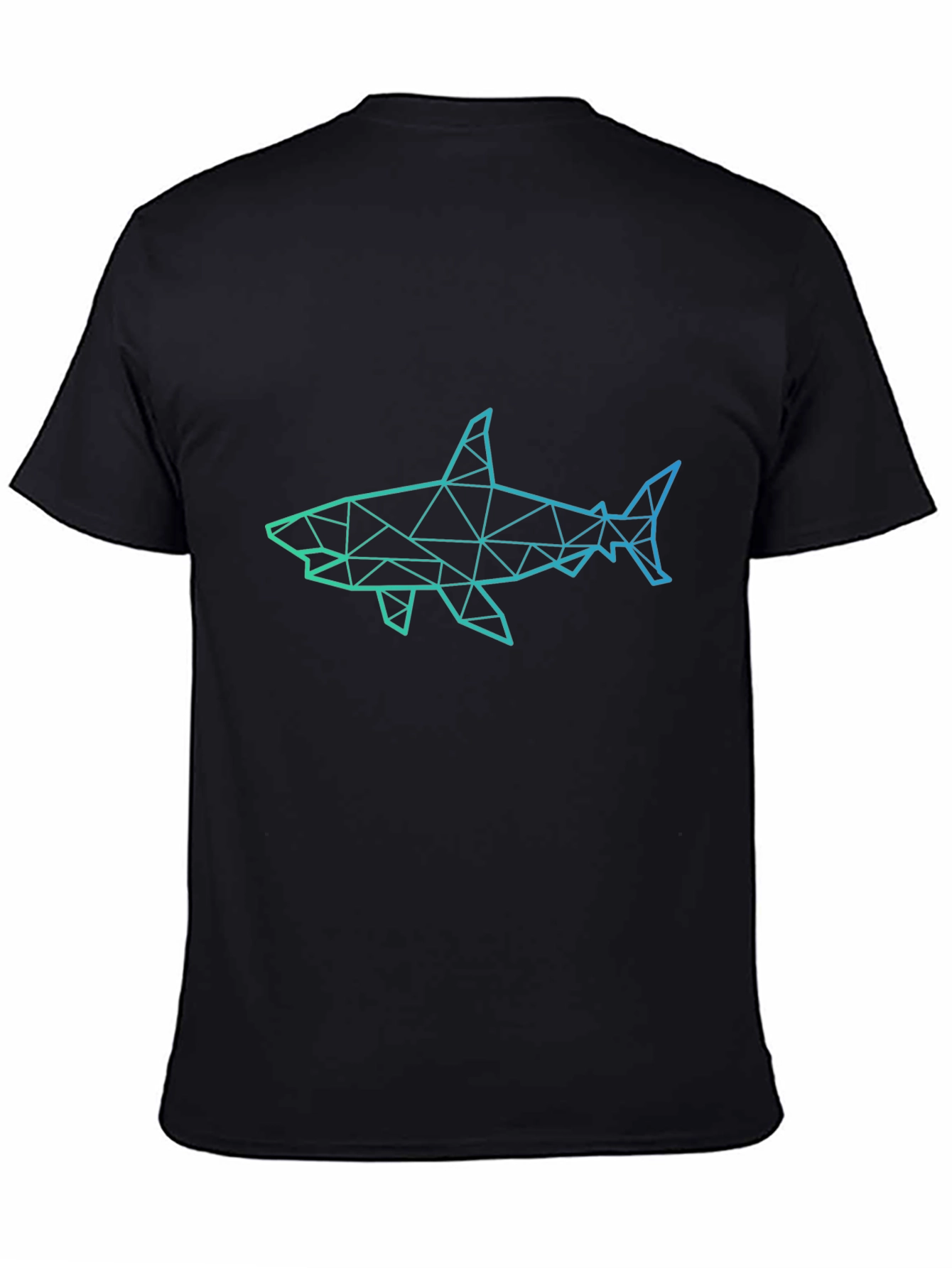 Geometric Shark Graphic Print Black T-Shirt