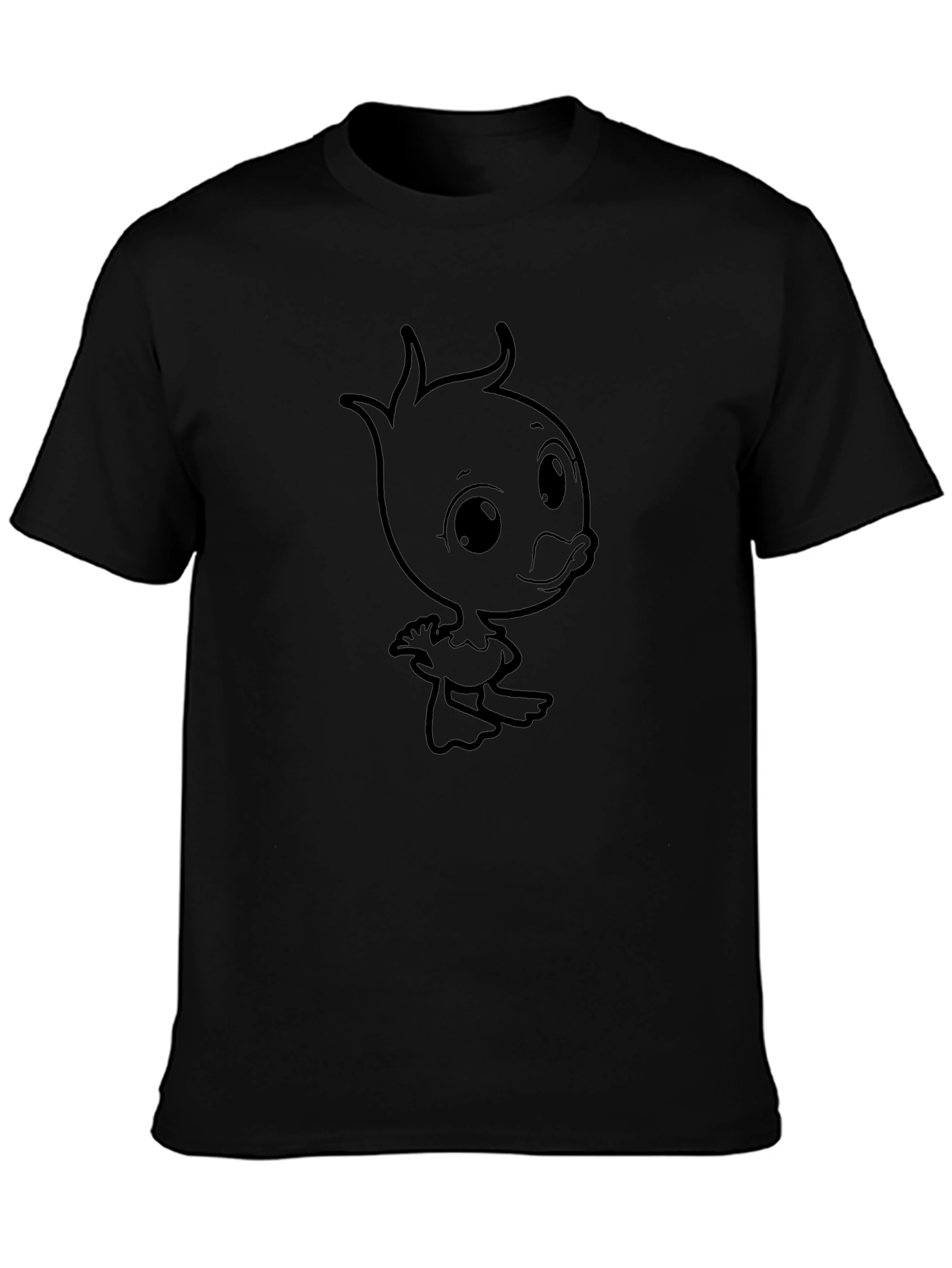 Cartoon Duck Graphic T-Shirt - Black Cotton Tee