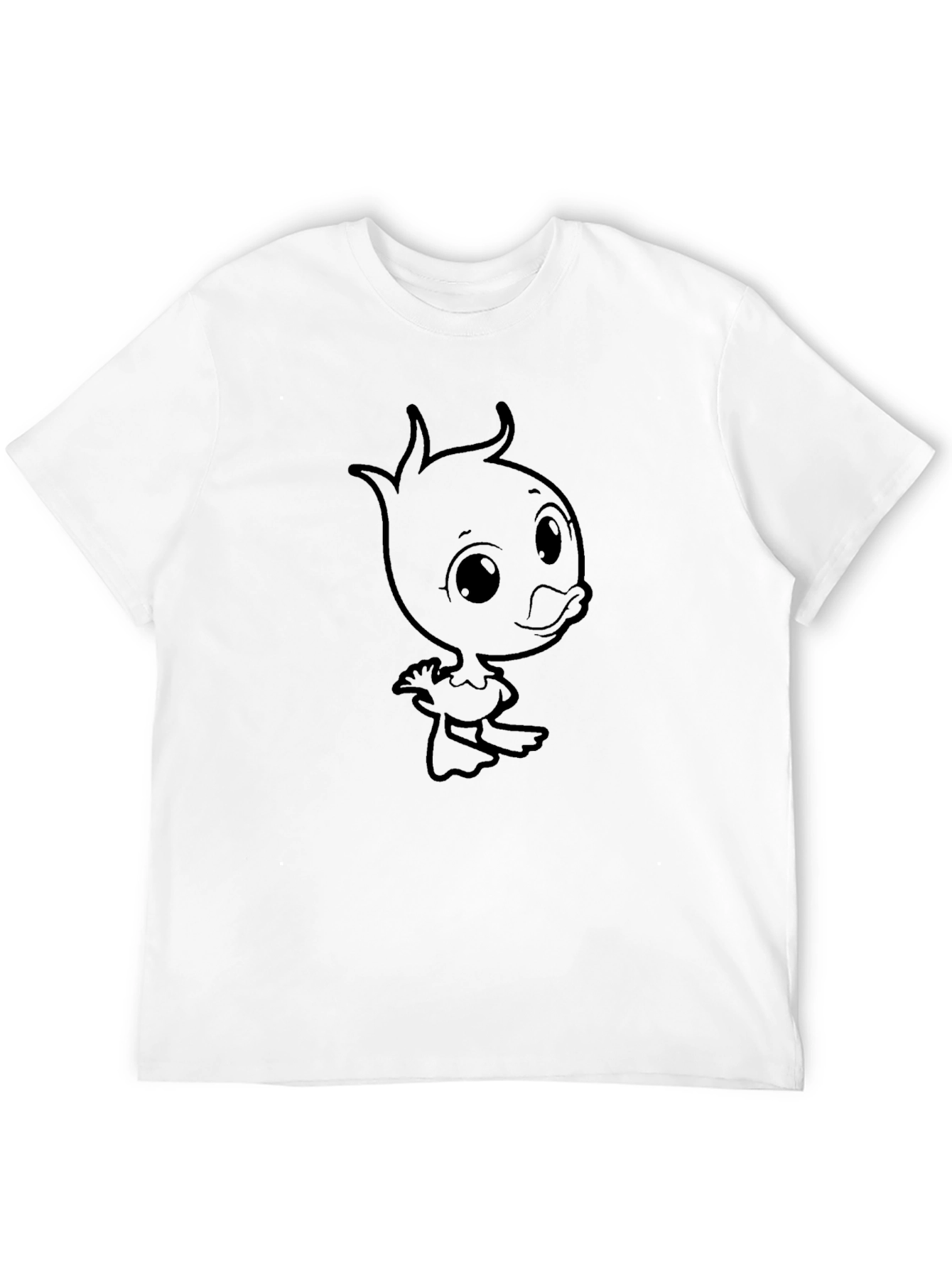 Cartoon Duck Graphic T-Shirt - Black Cotton Tee
