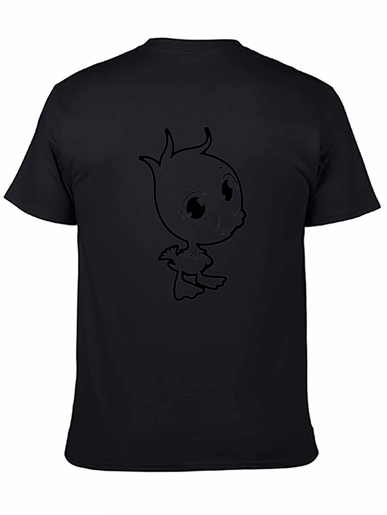 Cartoon Duck Graphic T-Shirt - Black Cotton Tee