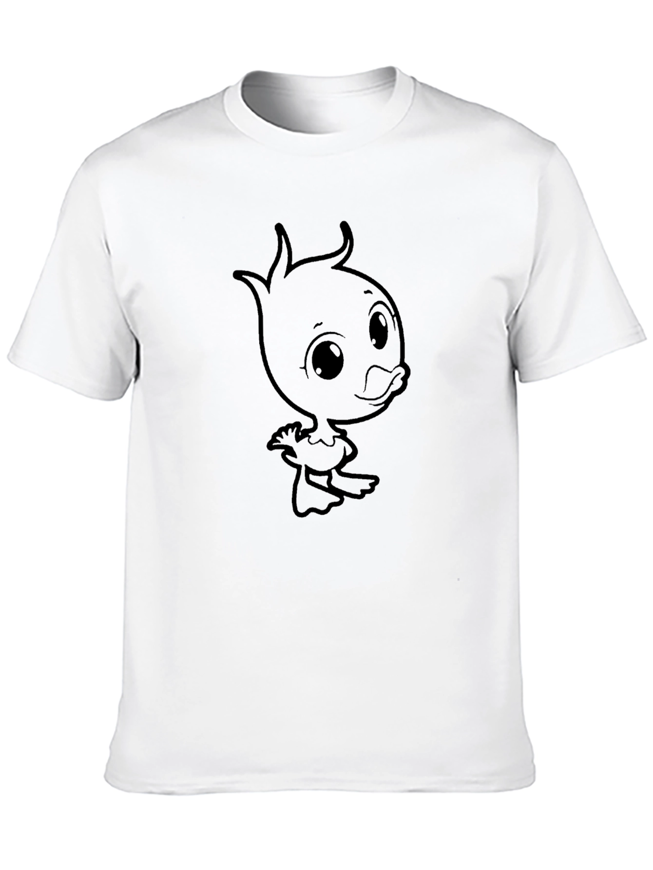 Cartoon Duck Graphic T-Shirt - Black Cotton Tee