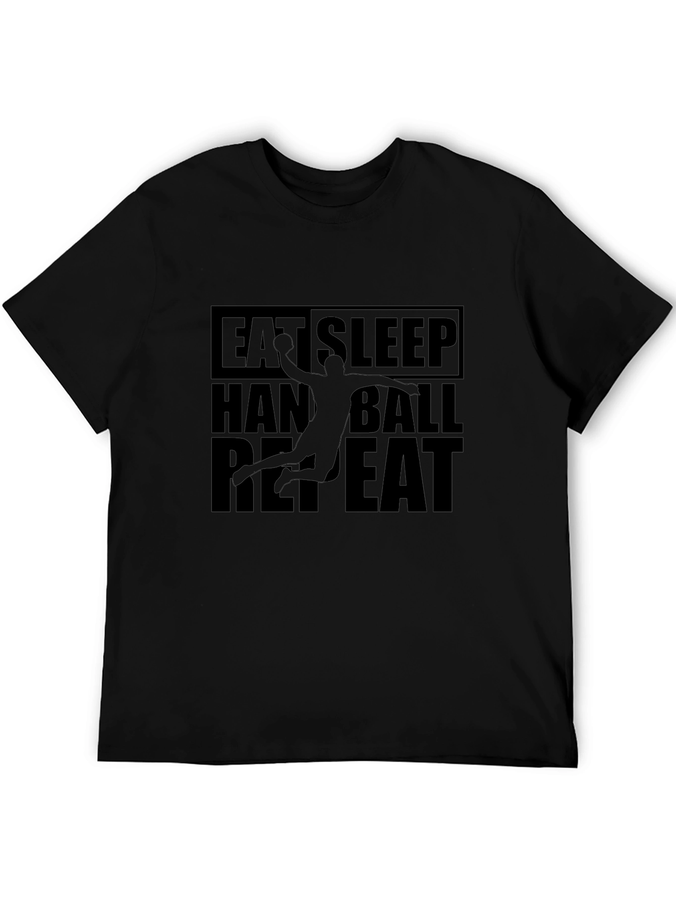 Eat Sleep Handball Repeat Black Graphic Tee