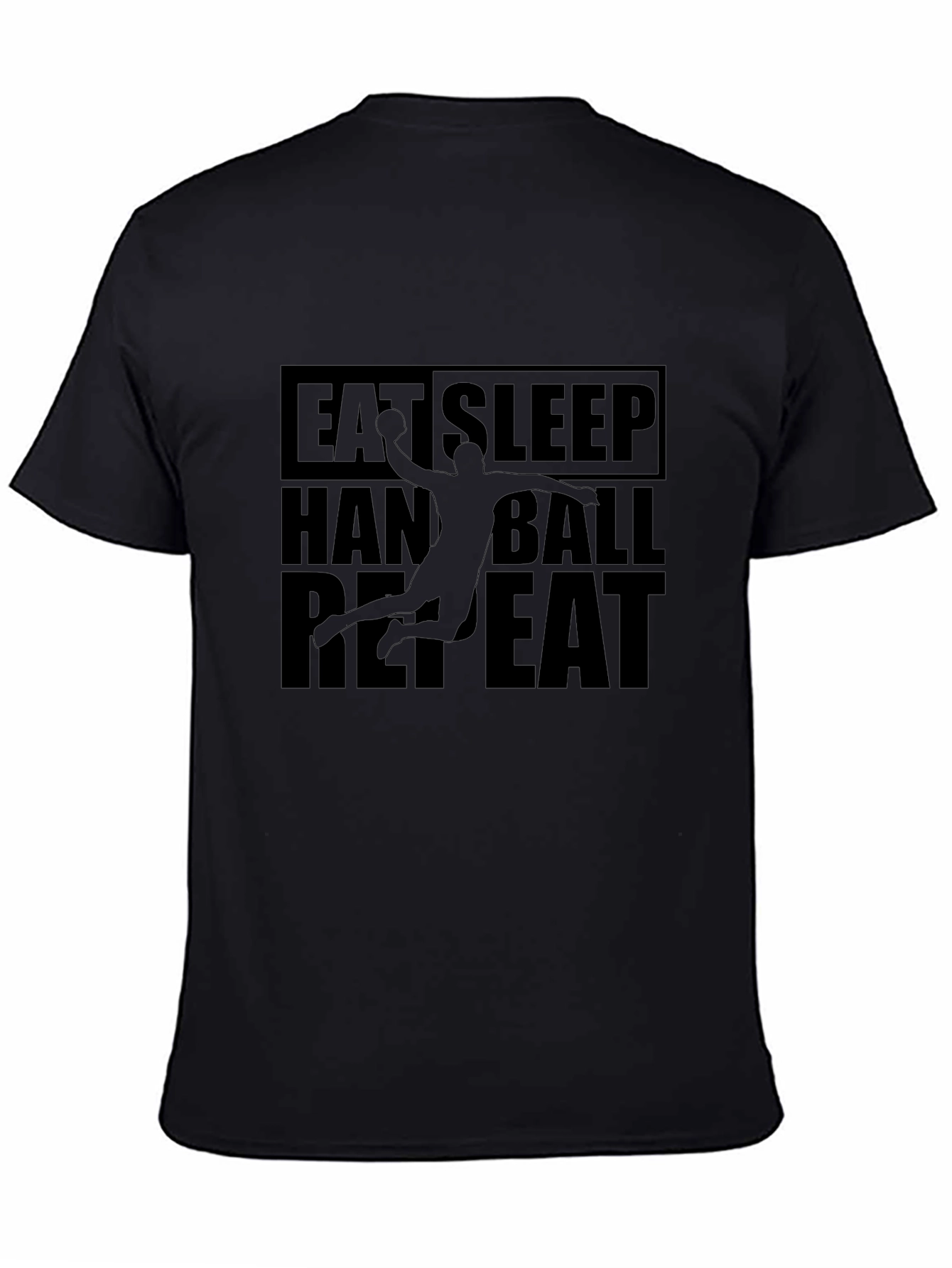 Eat Sleep Handball Repeat Black Graphic Tee
