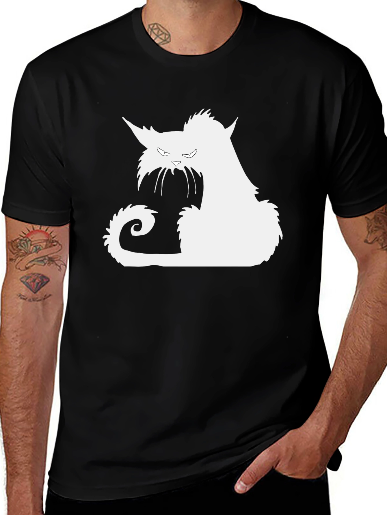 Black Cat Silhouette Graphic Tee