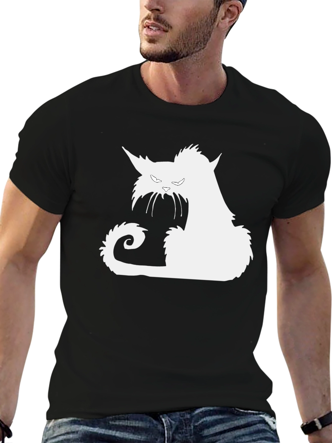 Black Cat Silhouette Graphic Tee