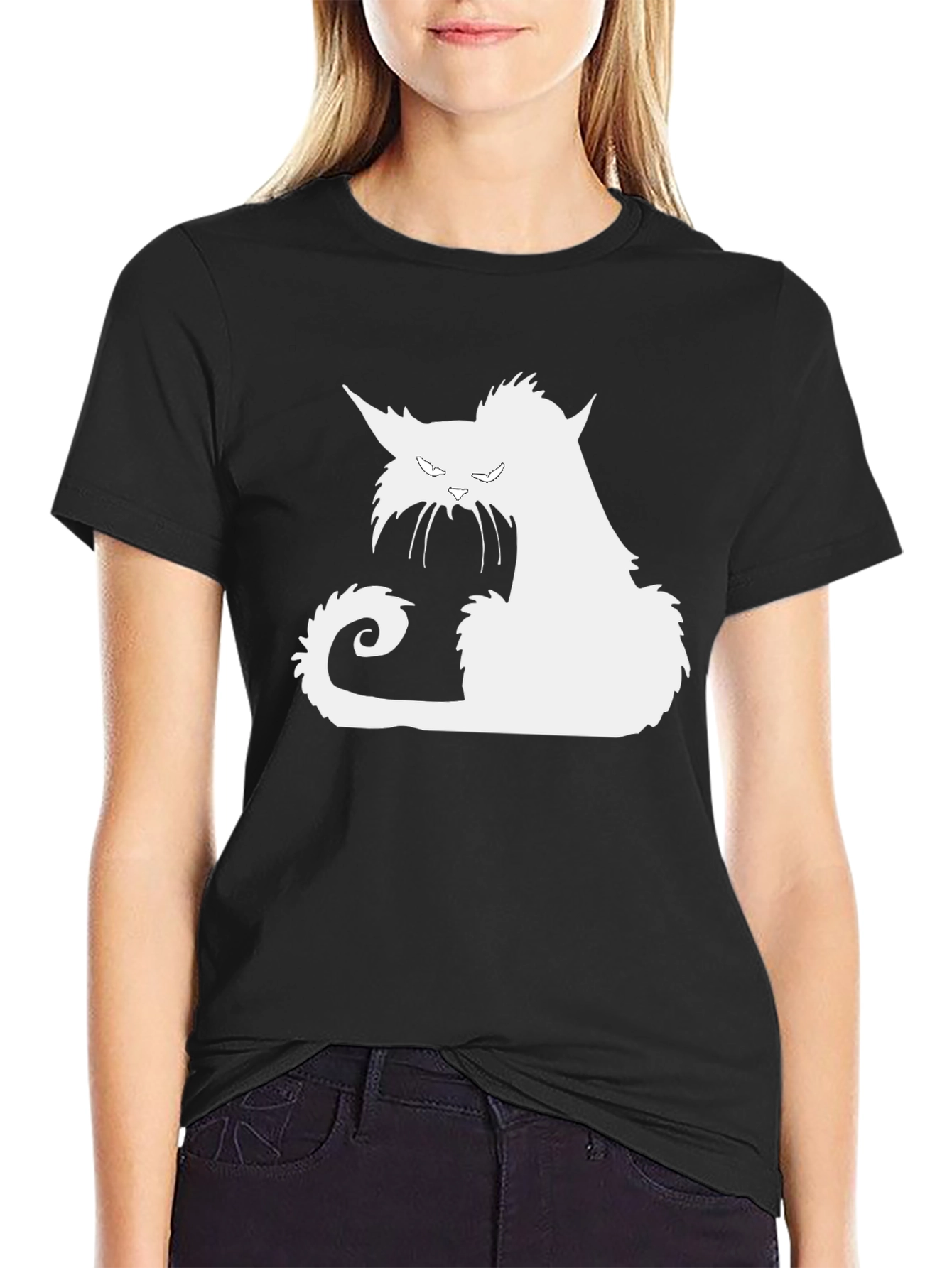 Black Cat Silhouette Graphic Tee