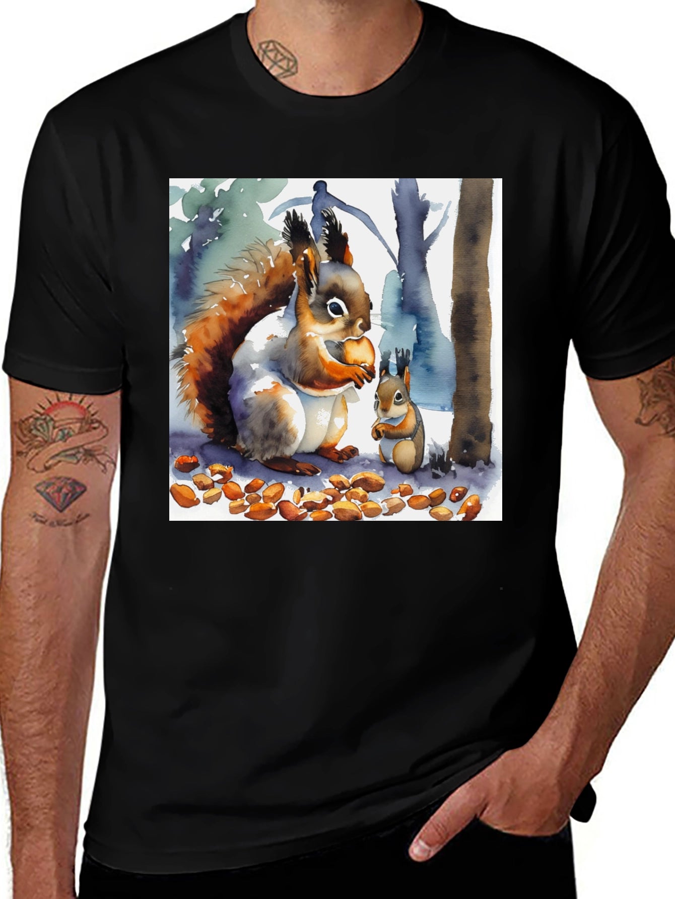 Squirrel Watercolor Graphic Tee