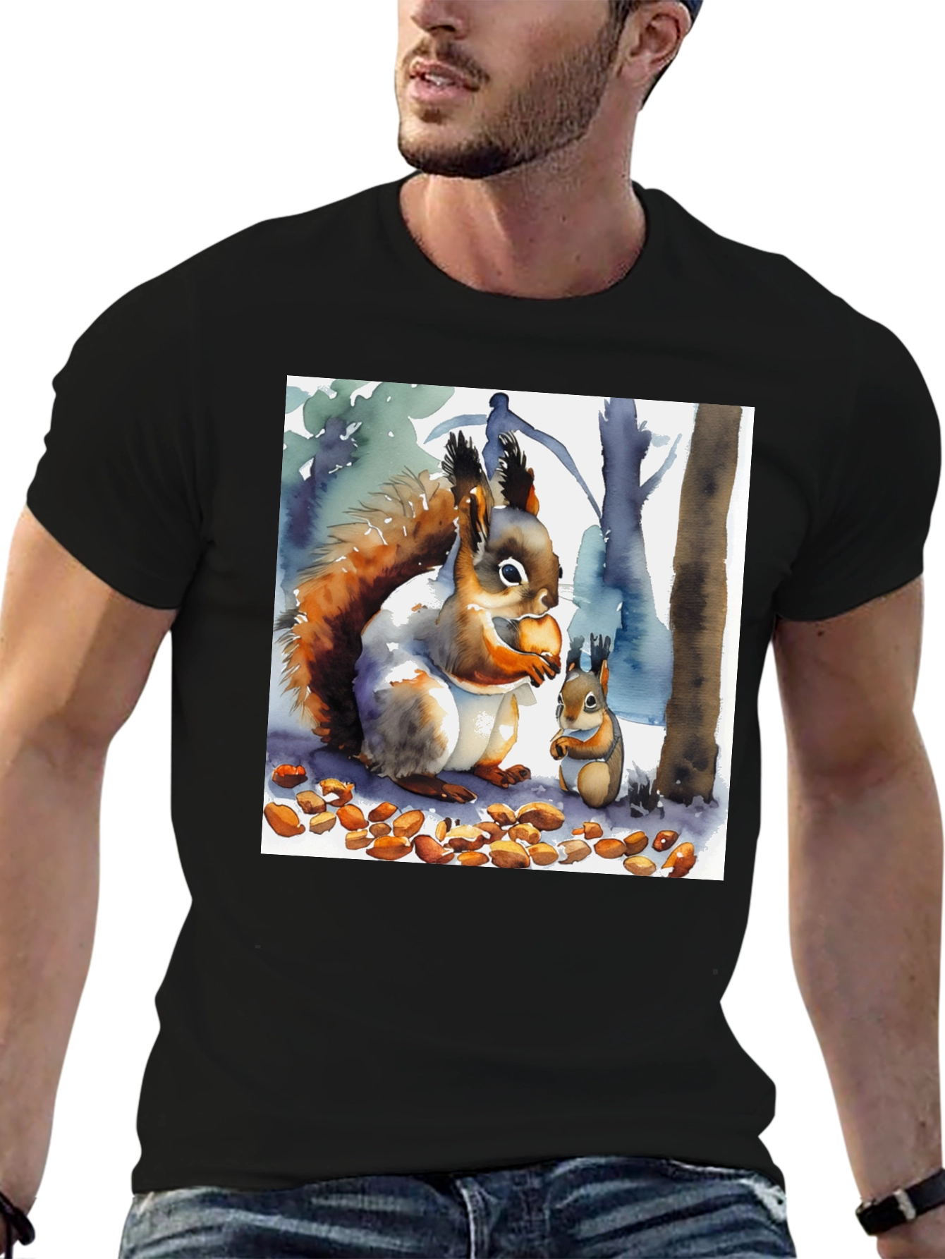 Squirrel Watercolor Graphic Tee