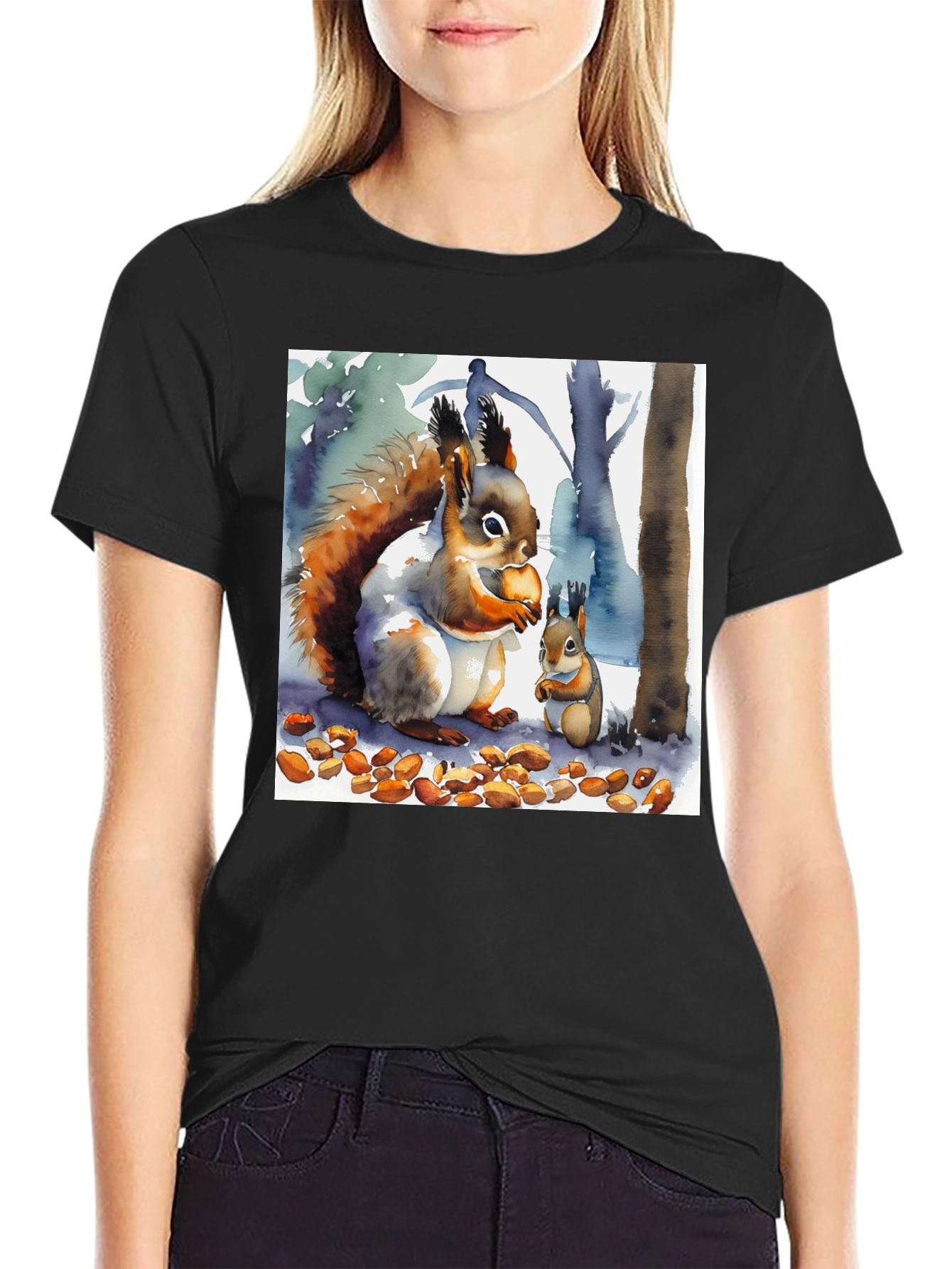 Squirrel Watercolor Graphic Tee