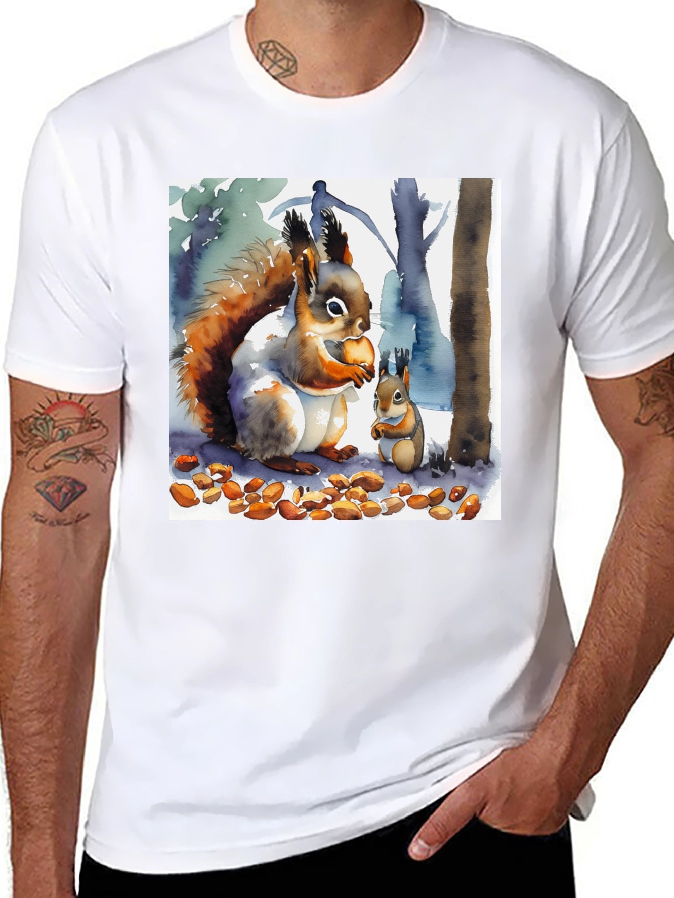 Squirrel Watercolor Graphic Tee