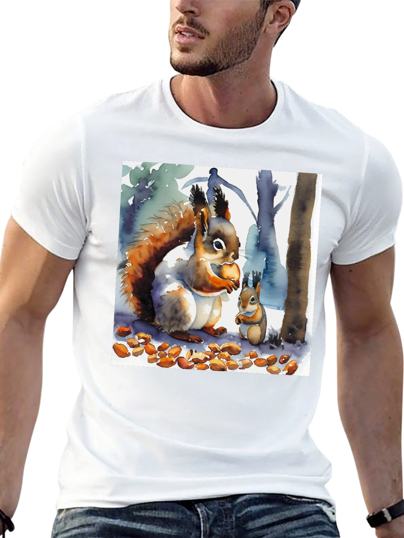 Squirrel Watercolor Graphic Tee