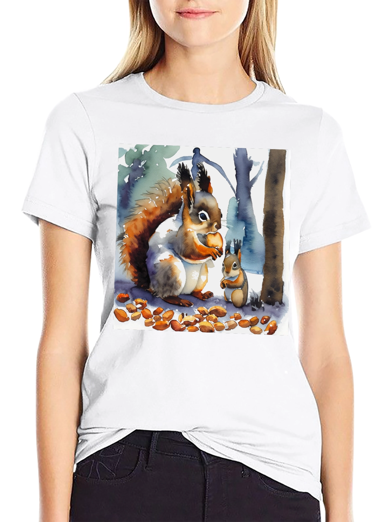 Squirrel Watercolor Graphic Tee