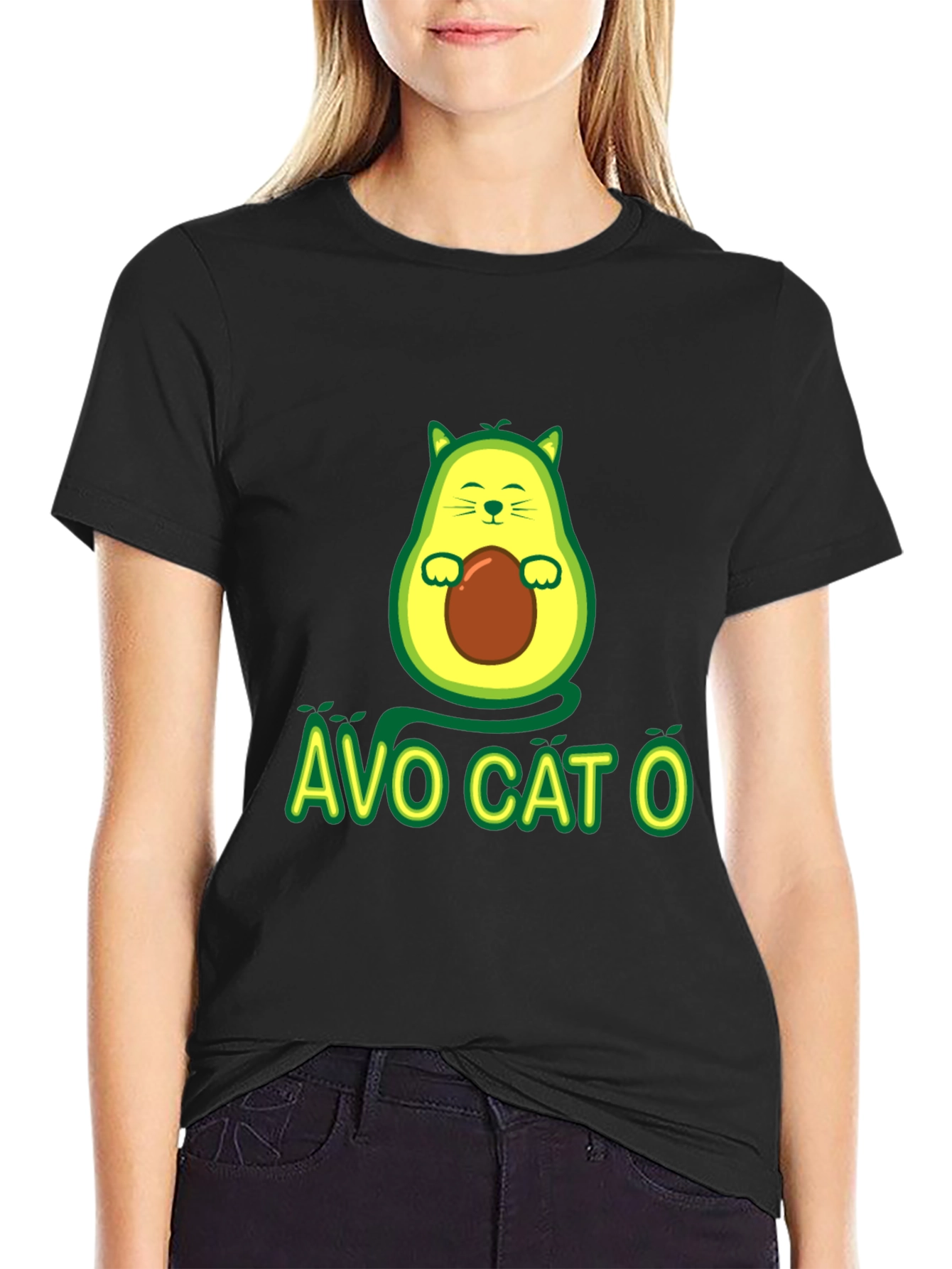 Avo Cat O T-Shirt - Avocado Cat Graphic Tee