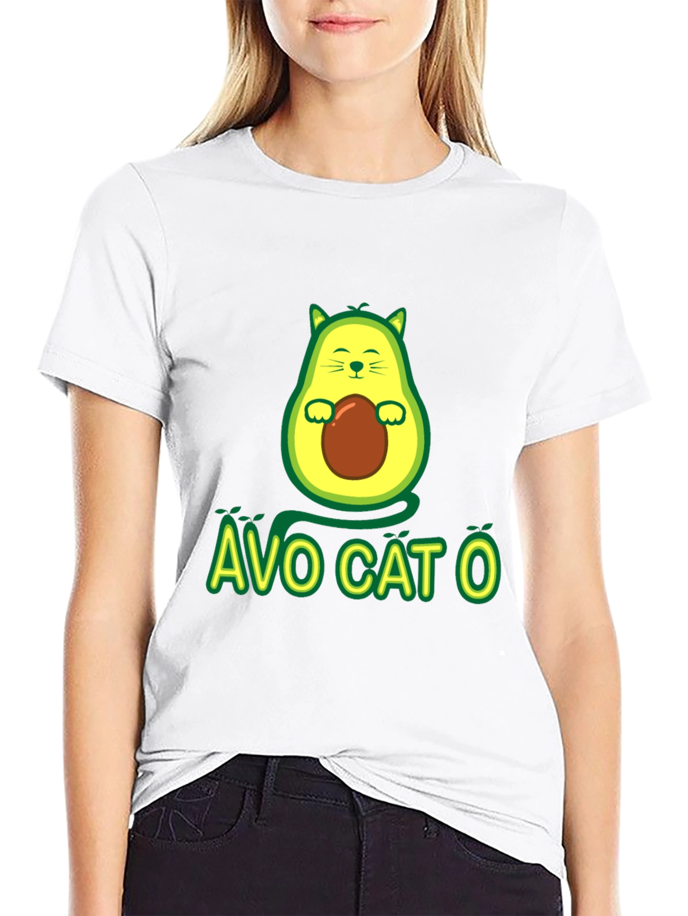 Avo Cat O T-Shirt - Avocado Cat Graphic Tee